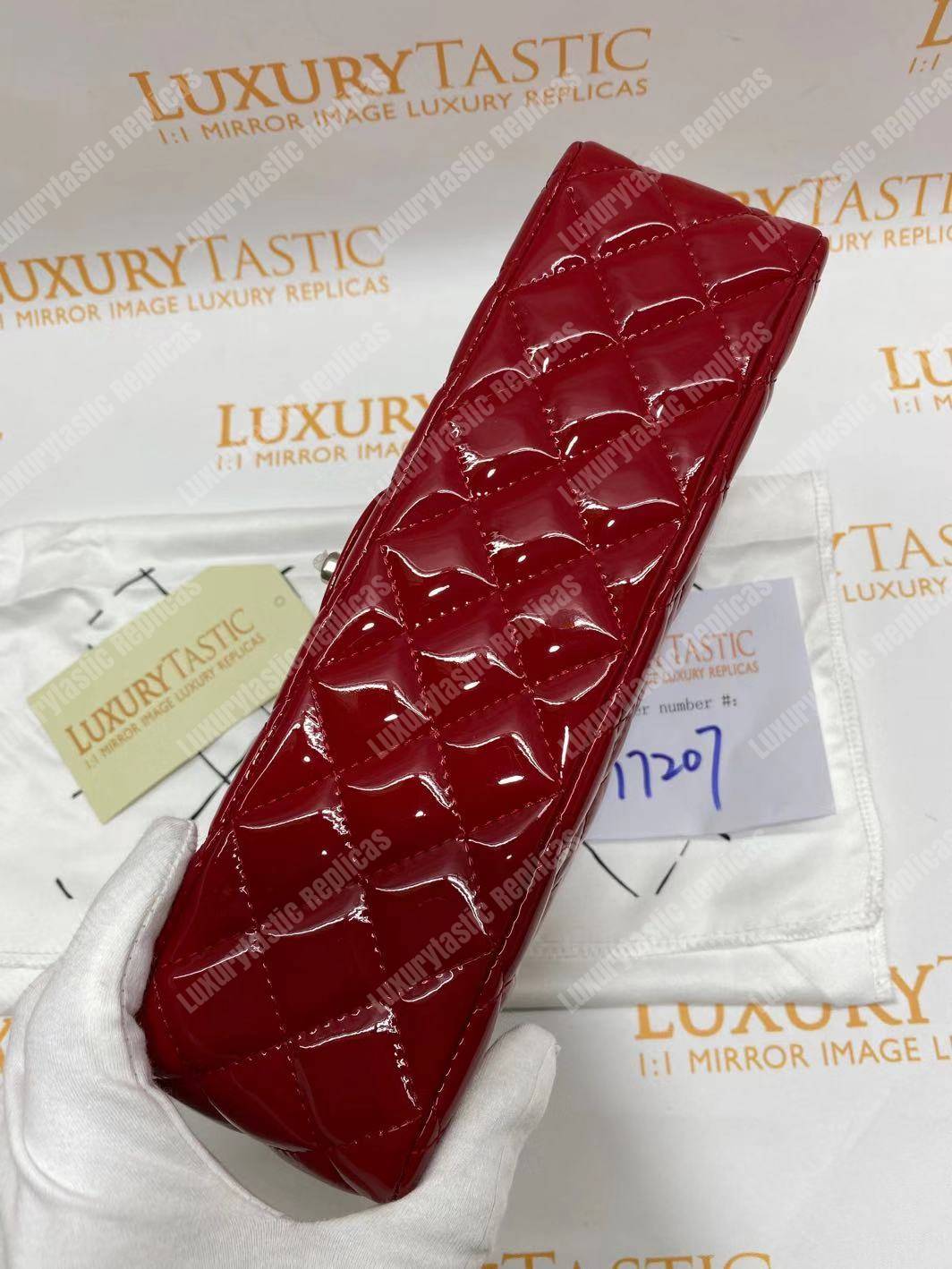 Ch*el classic medium flap bag red