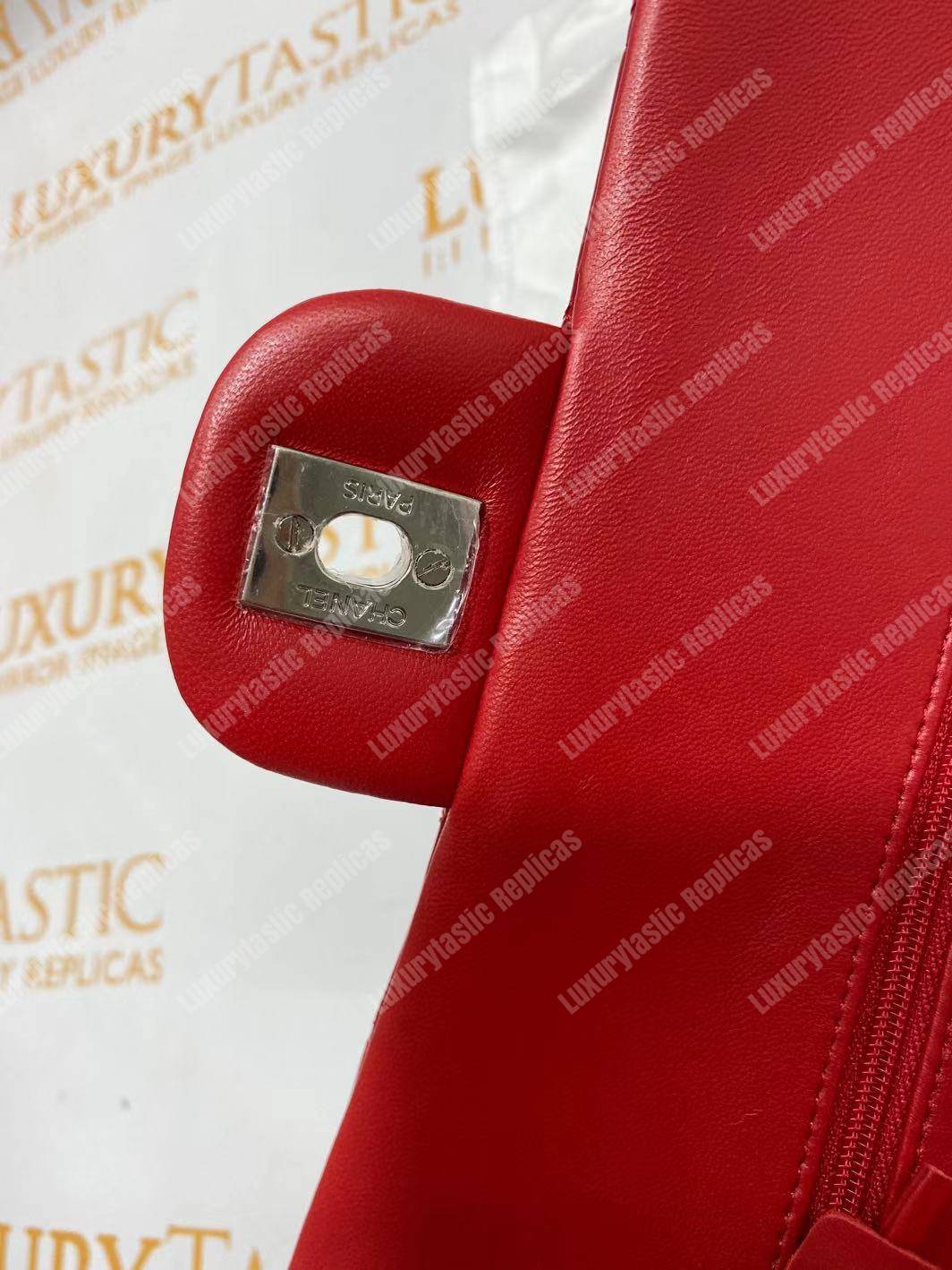 Ch*el classic medium flap bag red