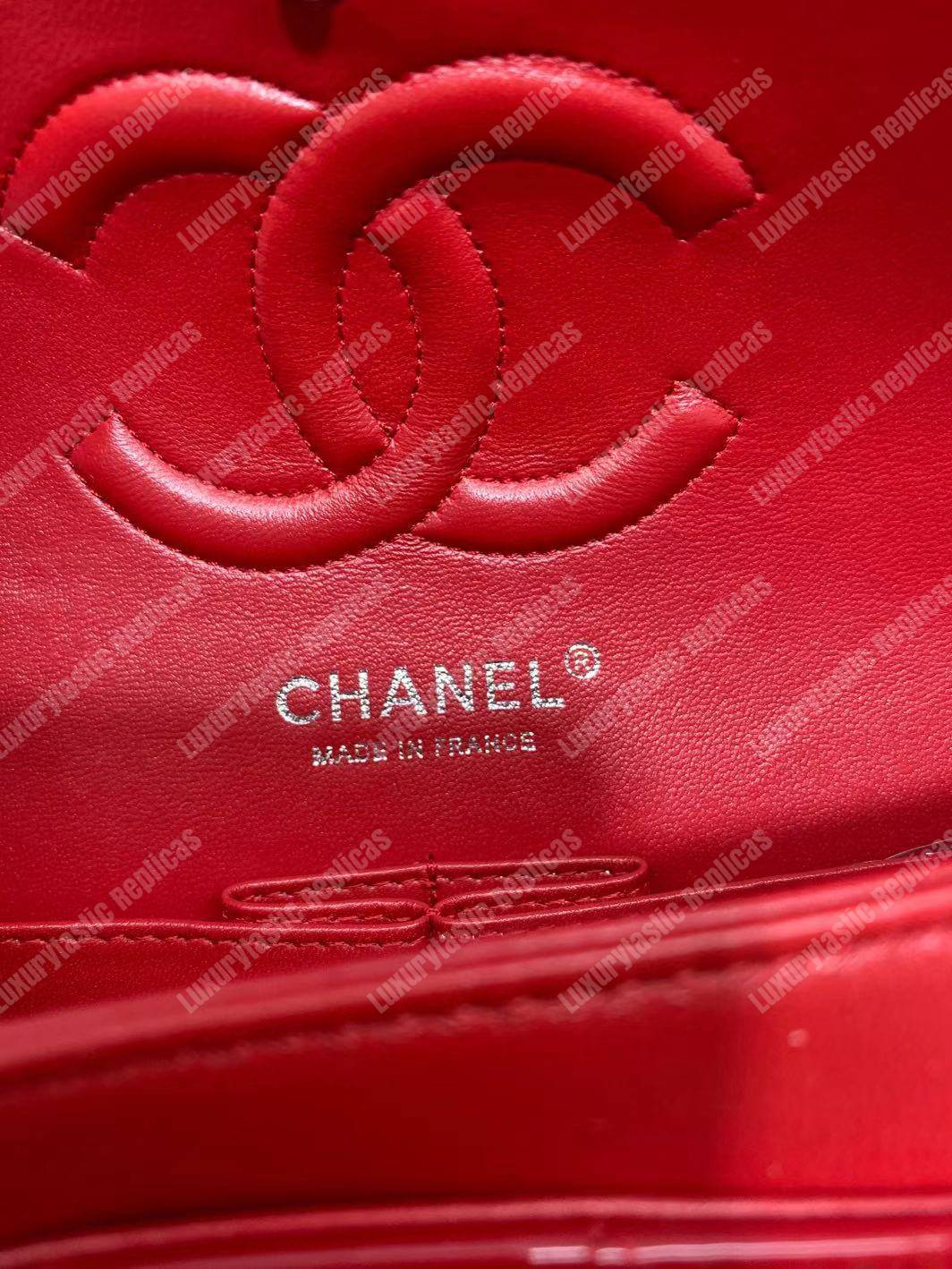 Ch*el classic medium flap bag red
