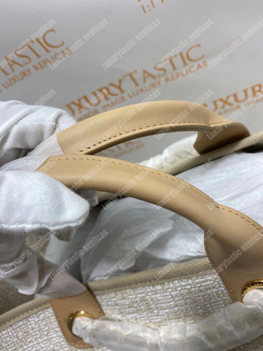 Ch*el deauville fabric tote beige