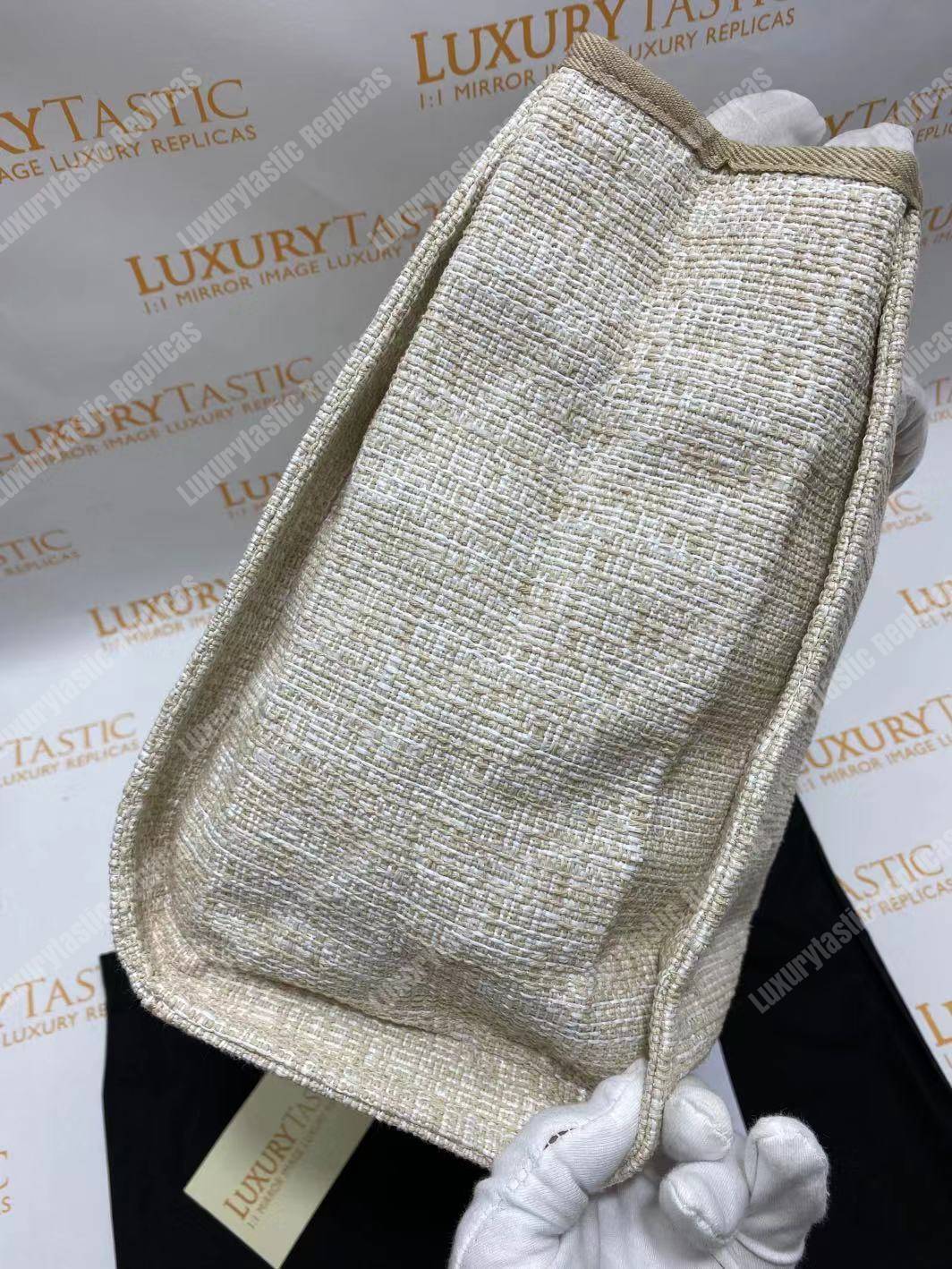 Ch*el deauville fabric tote beige