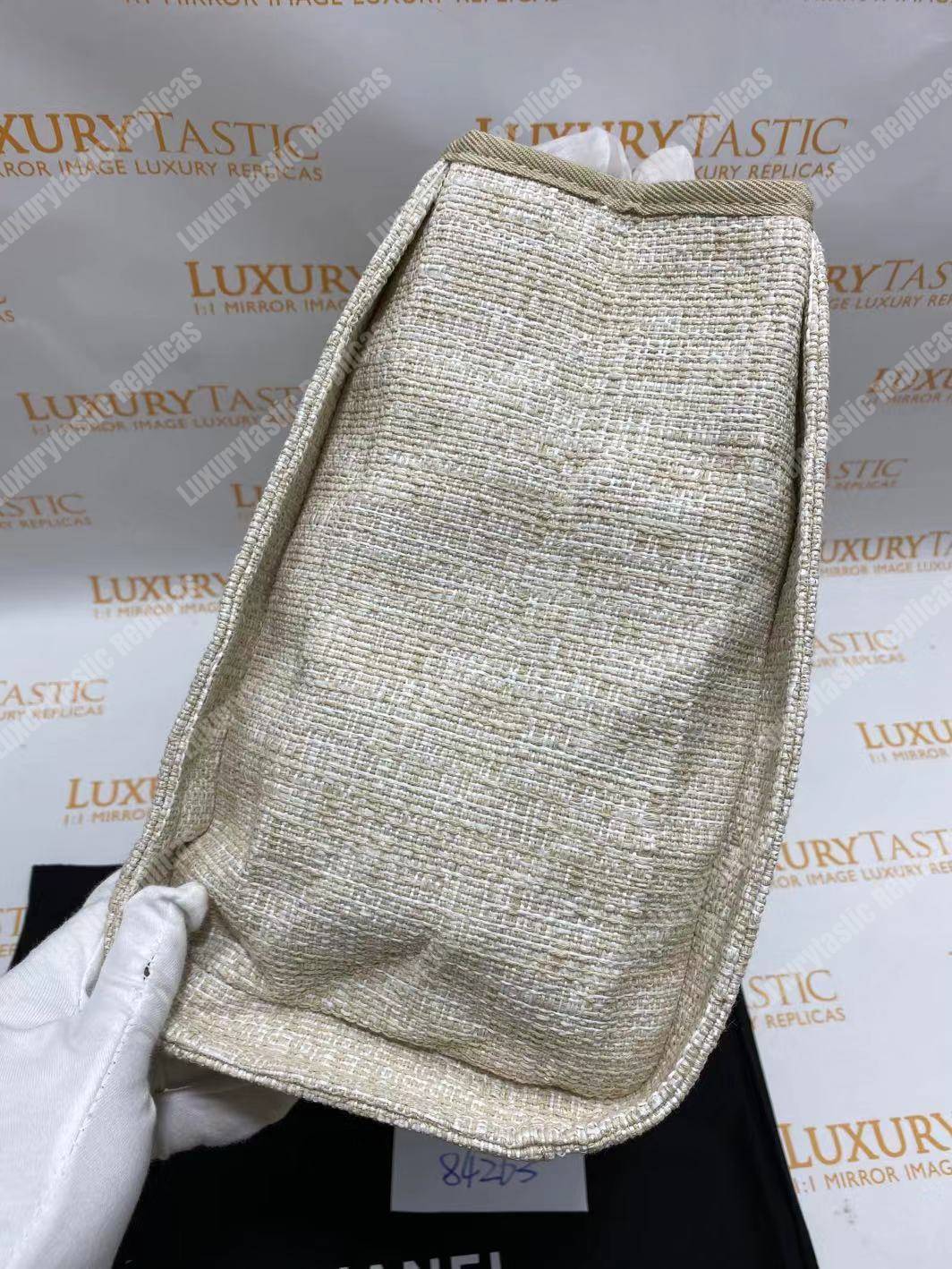 Ch*el deauville fabric tote beige