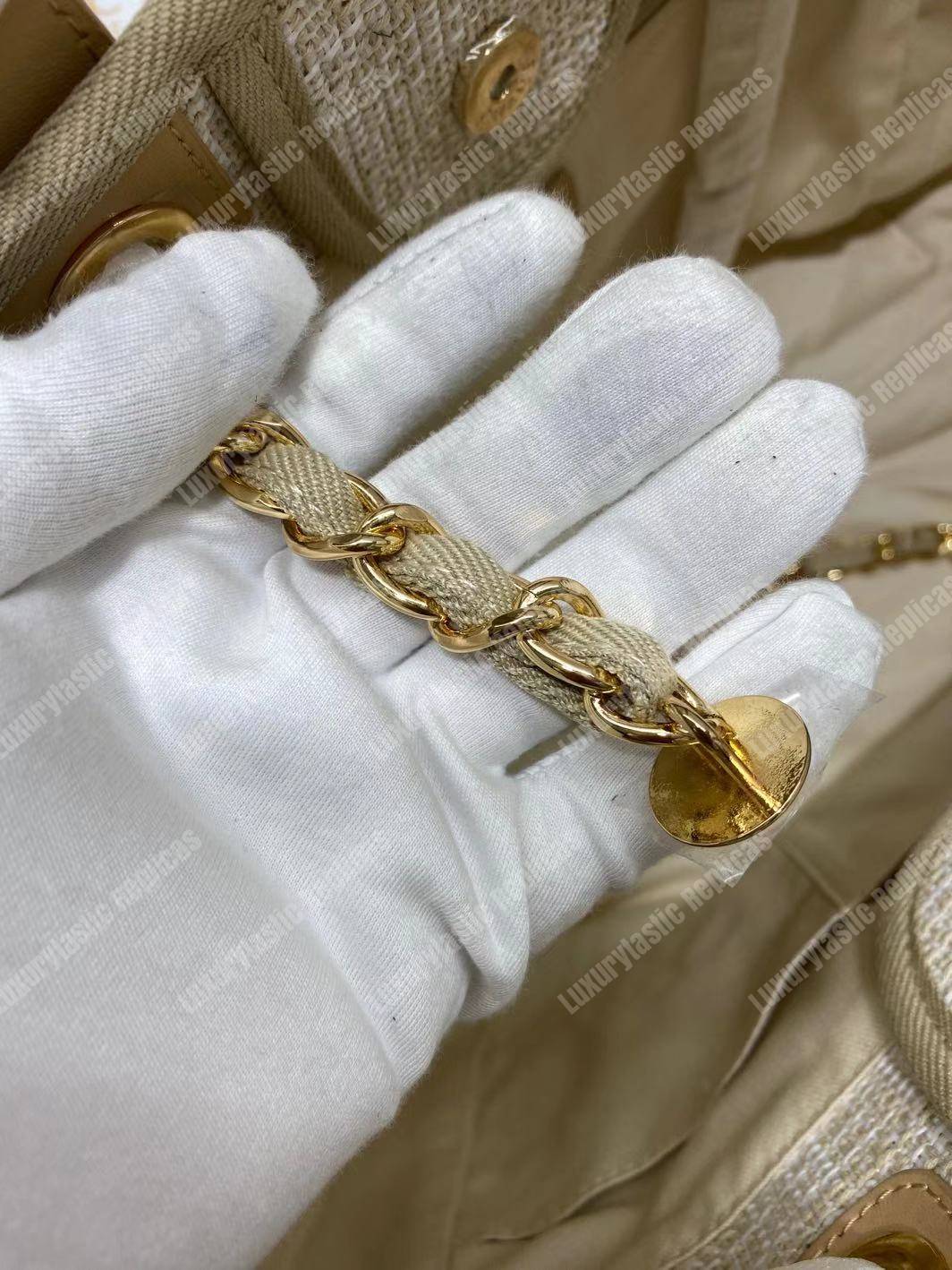 Ch*el deauville fabric tote beige