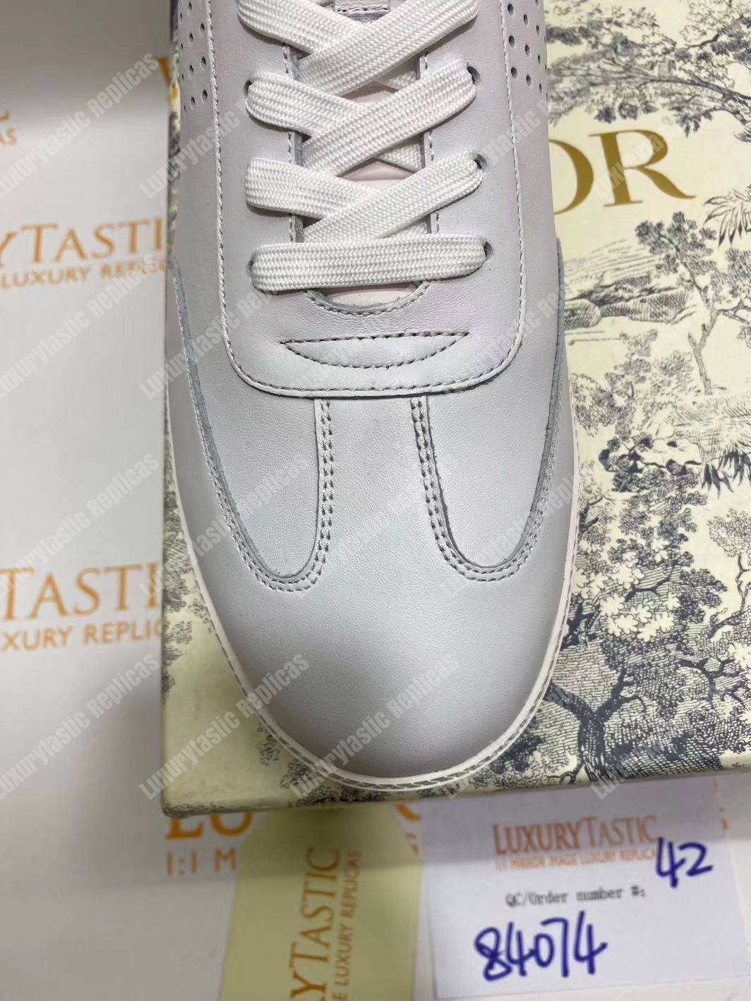 D*or “b01” sneaker white suede calfskin & white smooth calfskin