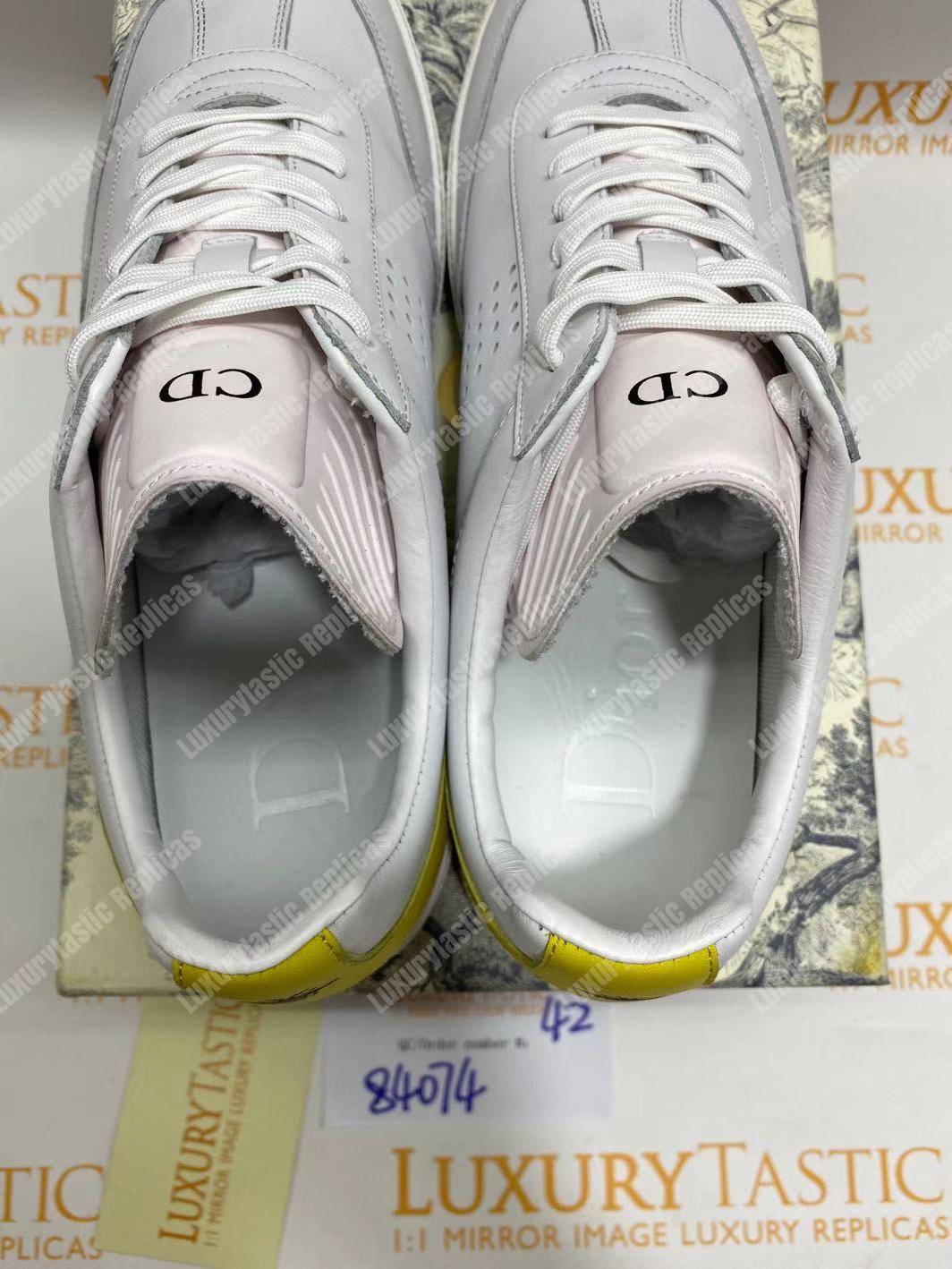 D*or “b01” sneaker white suede calfskin & white smooth calfskin