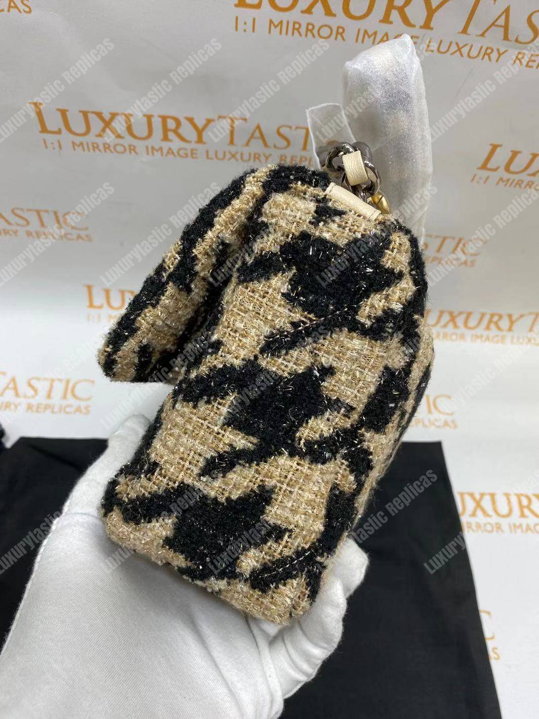 Ch*el 19 maxi flap bag tweed beige & black