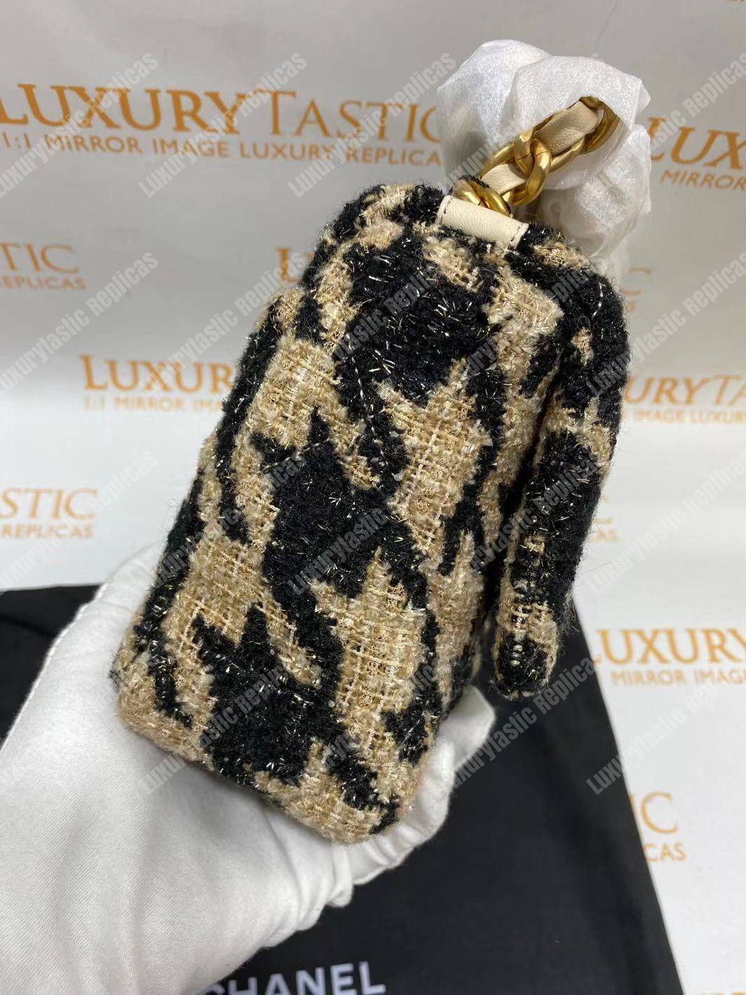 Ch*el 19 maxi flap bag tweed beige & black