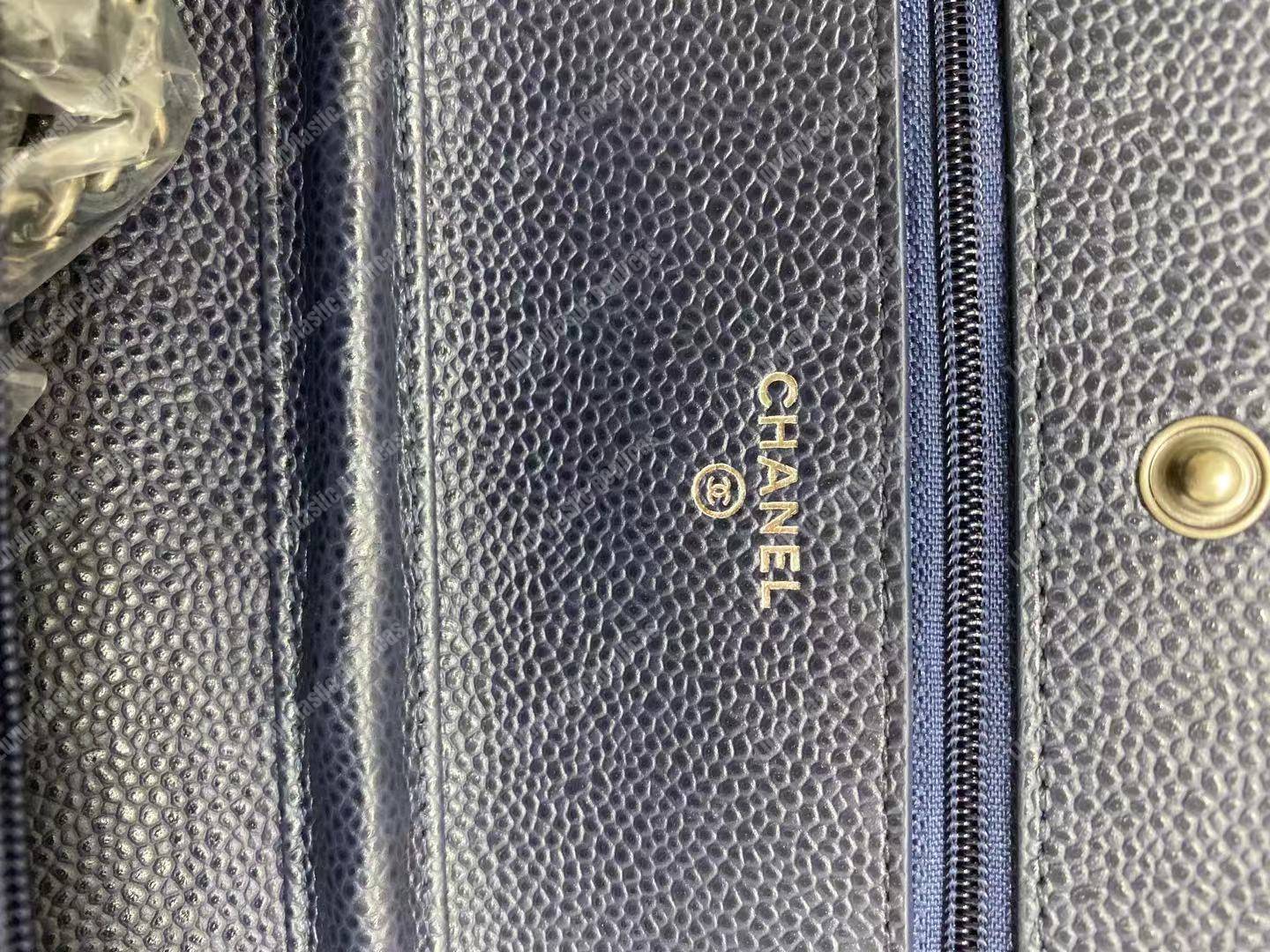 Ch*el le boy wallet on chain – woc dark blue caviar silver-toned