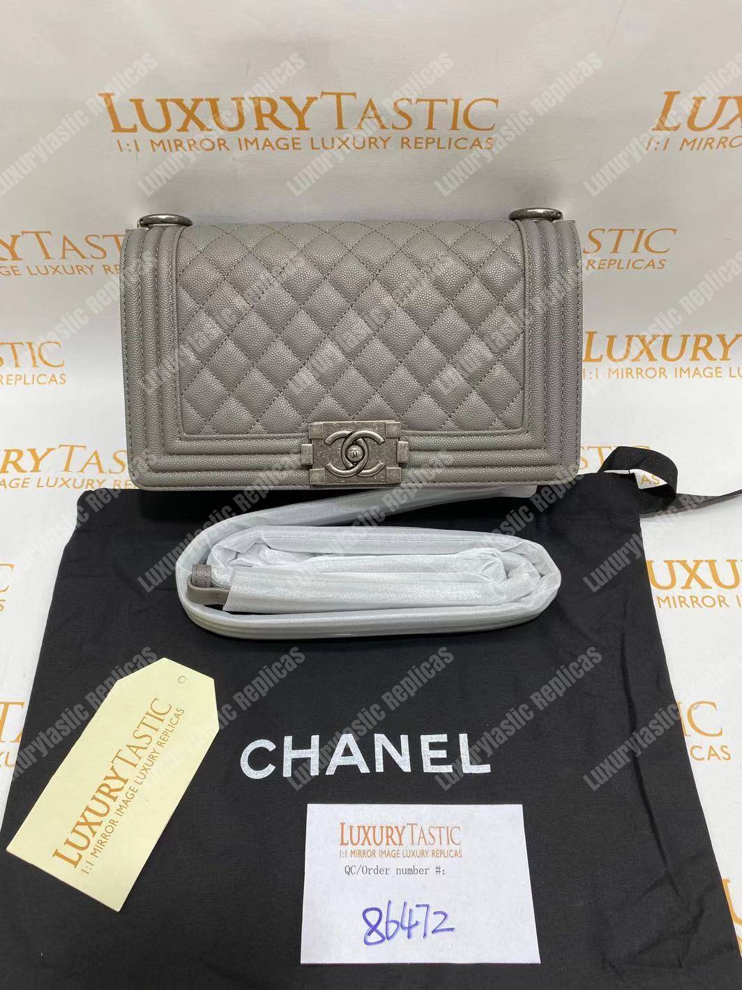 Ch*el boy medium handbag grey