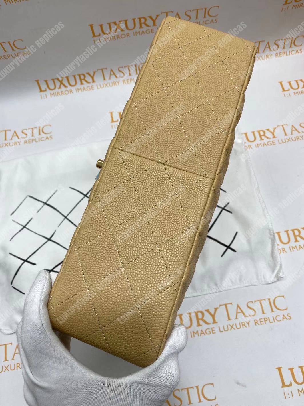 Ch*el large classic handbag beige