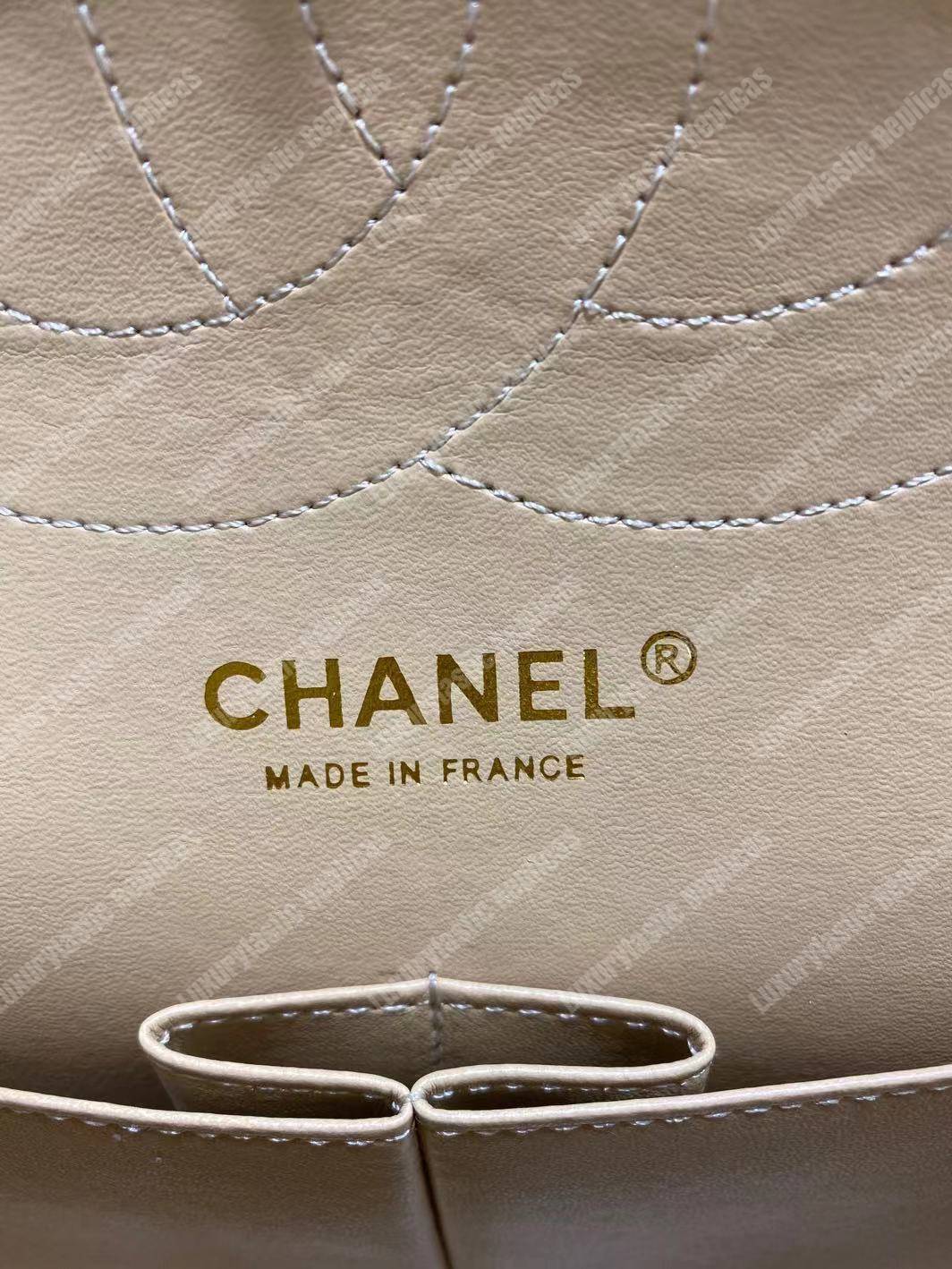 Ch*el large classic handbag beige