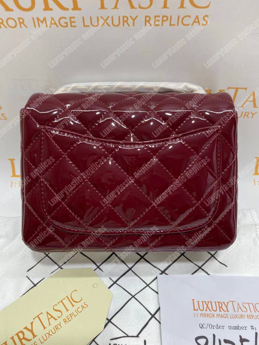 Ch*el mini flap bag burgundy