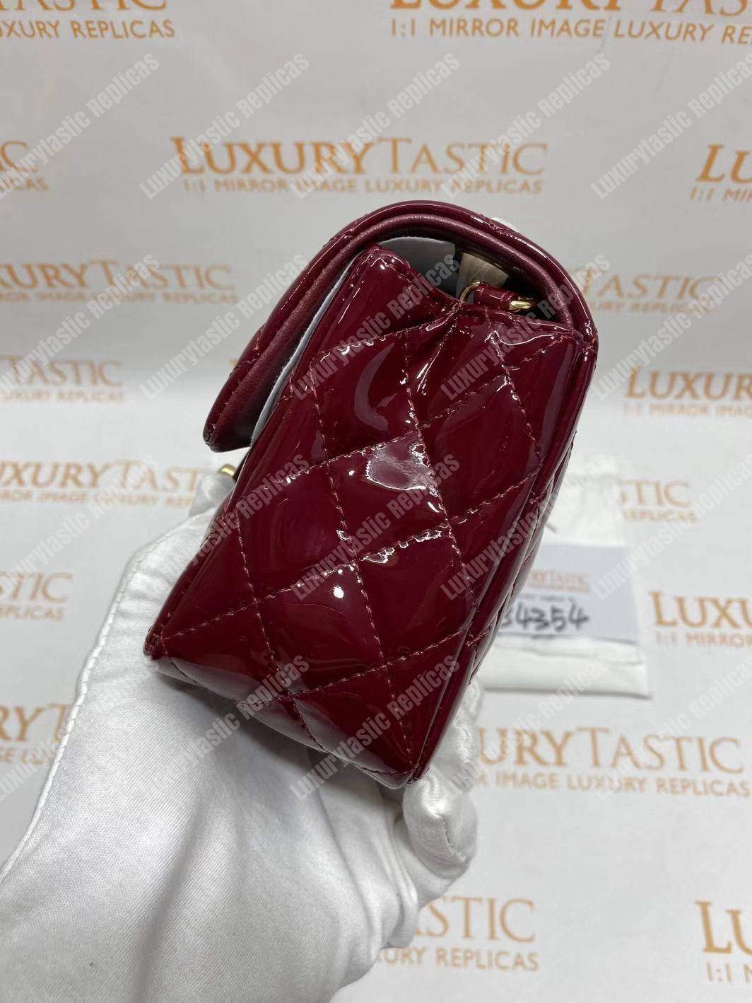 Ch*el mini flap bag burgundy