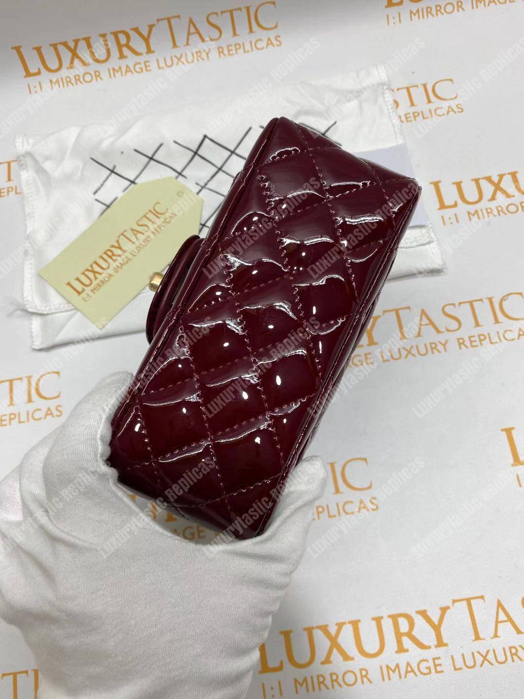 Ch*el mini flap bag burgundy