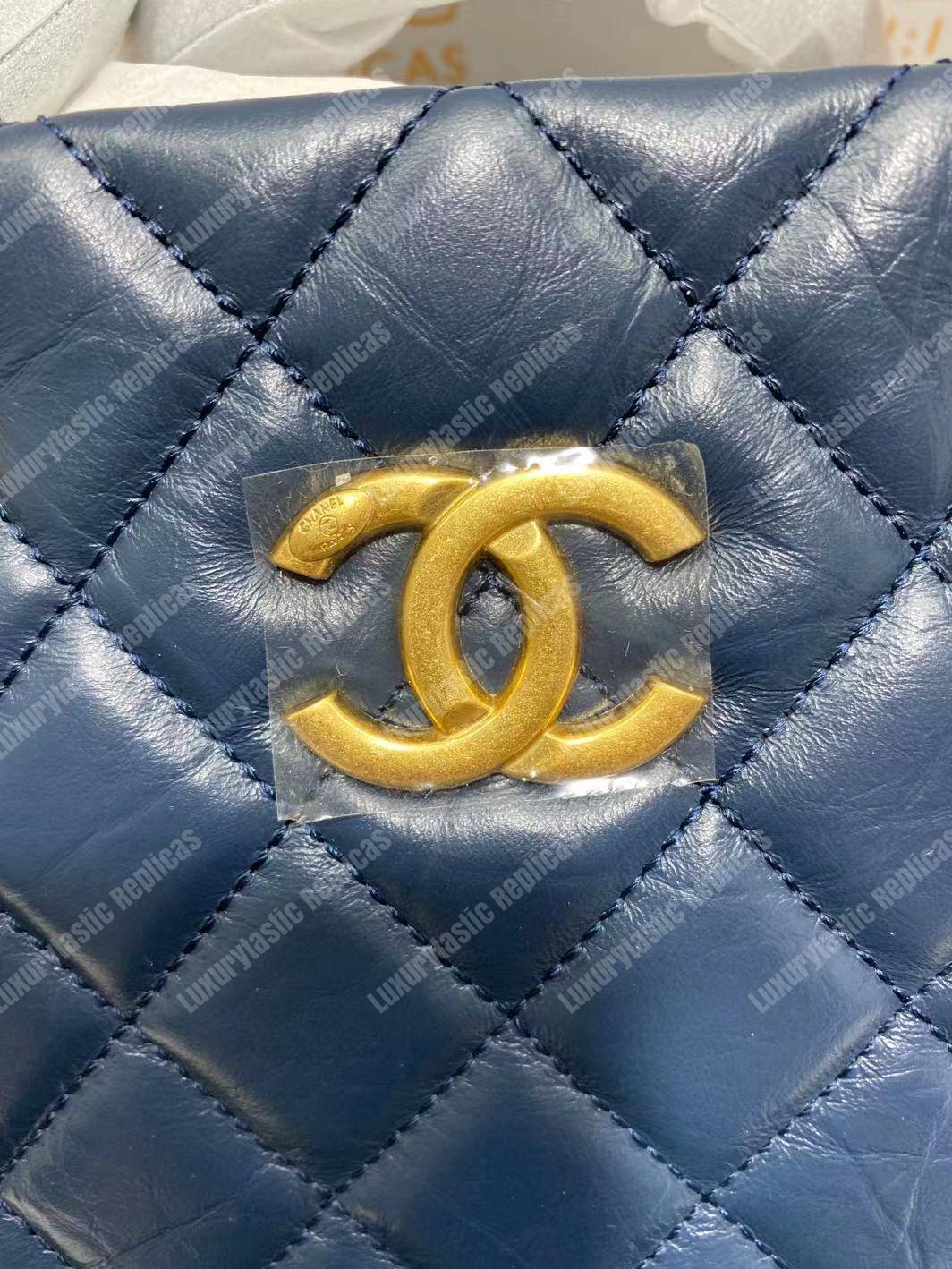 Ch*el large shopping bag blue (30cm)