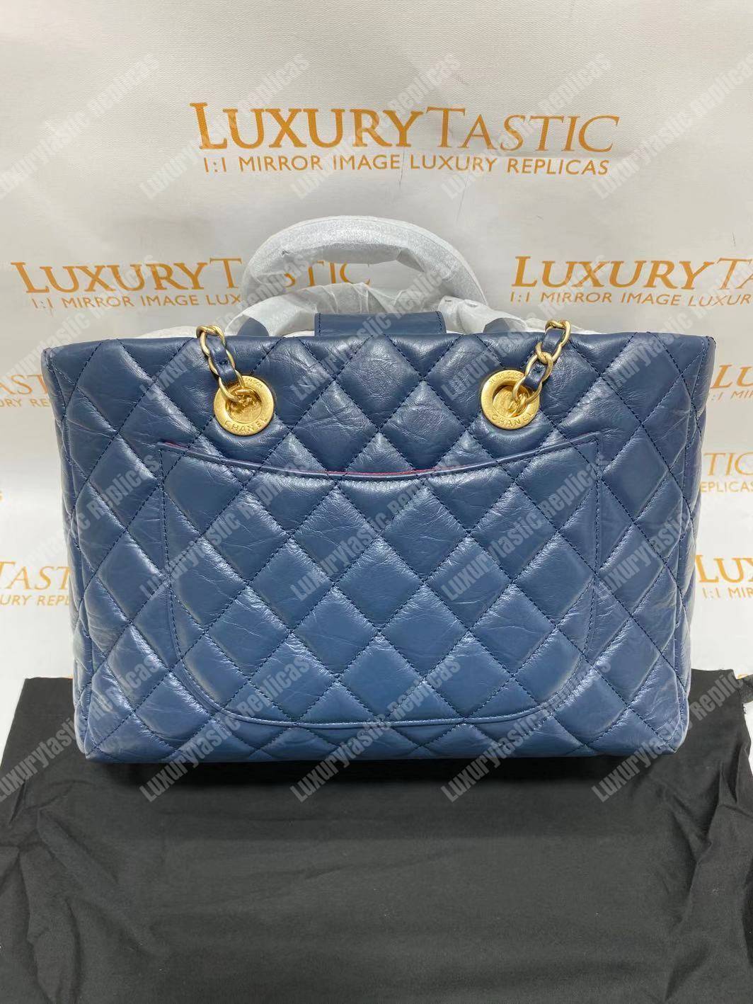 Ch*el large shopping bag blue (30cm)