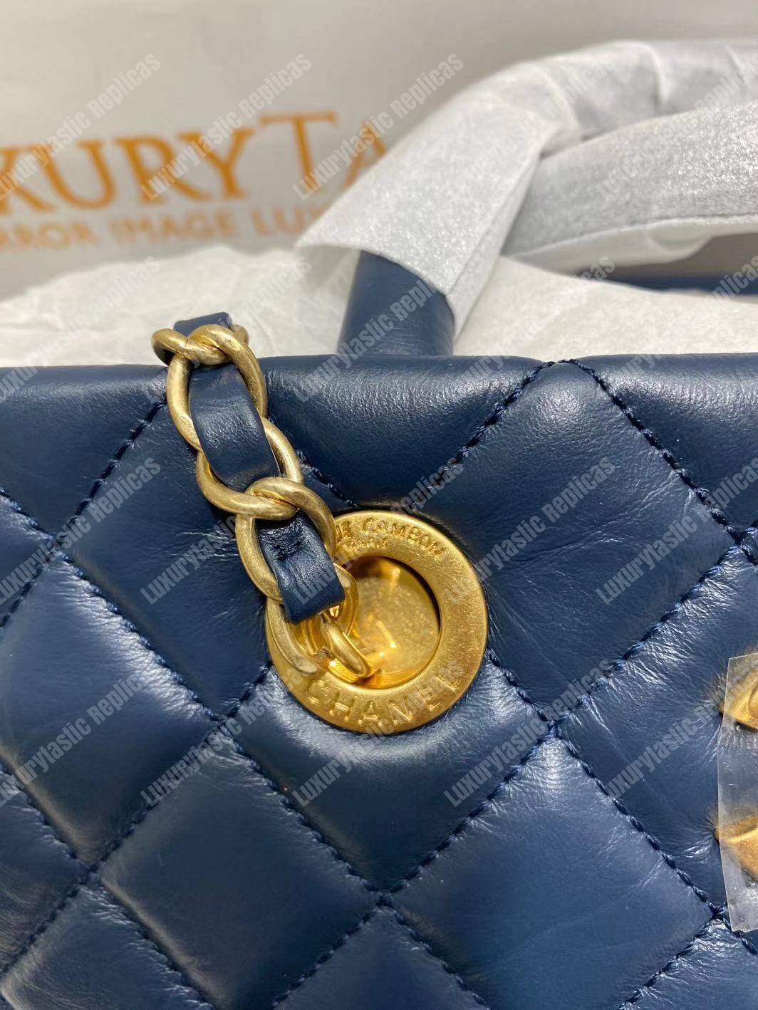 Ch*el large shopping bag blue (30cm)