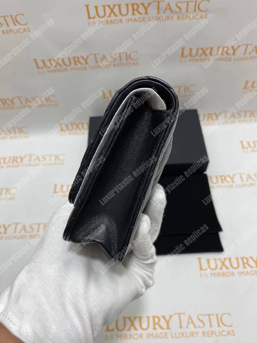 Ch*el wallet on chain – woc quilted lambskin black silver-toned