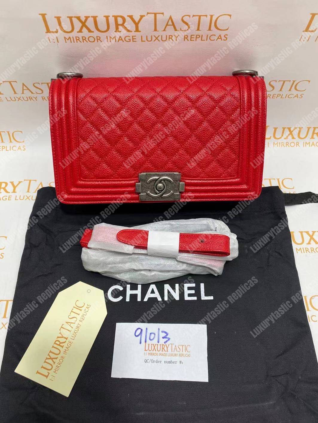 Ch*el boy medium handbag red