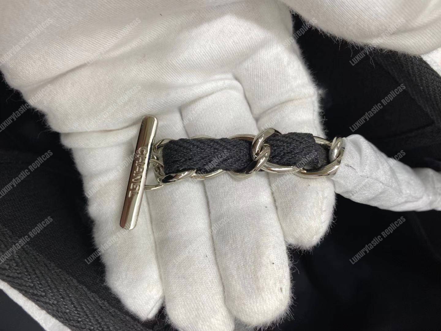 Ch*el deauville fabric tote black/gray