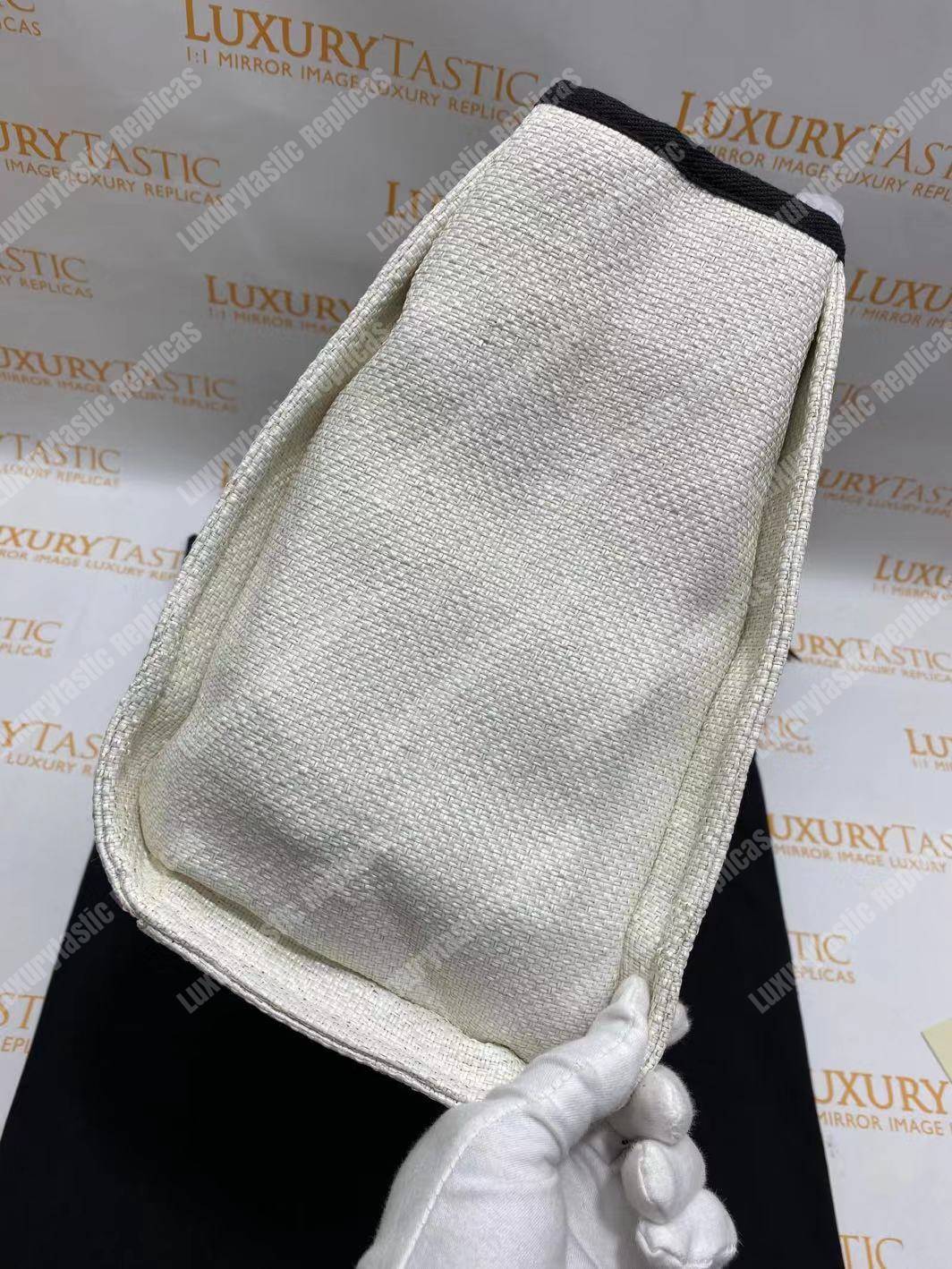 Ch*el deauville fabric tote white/black