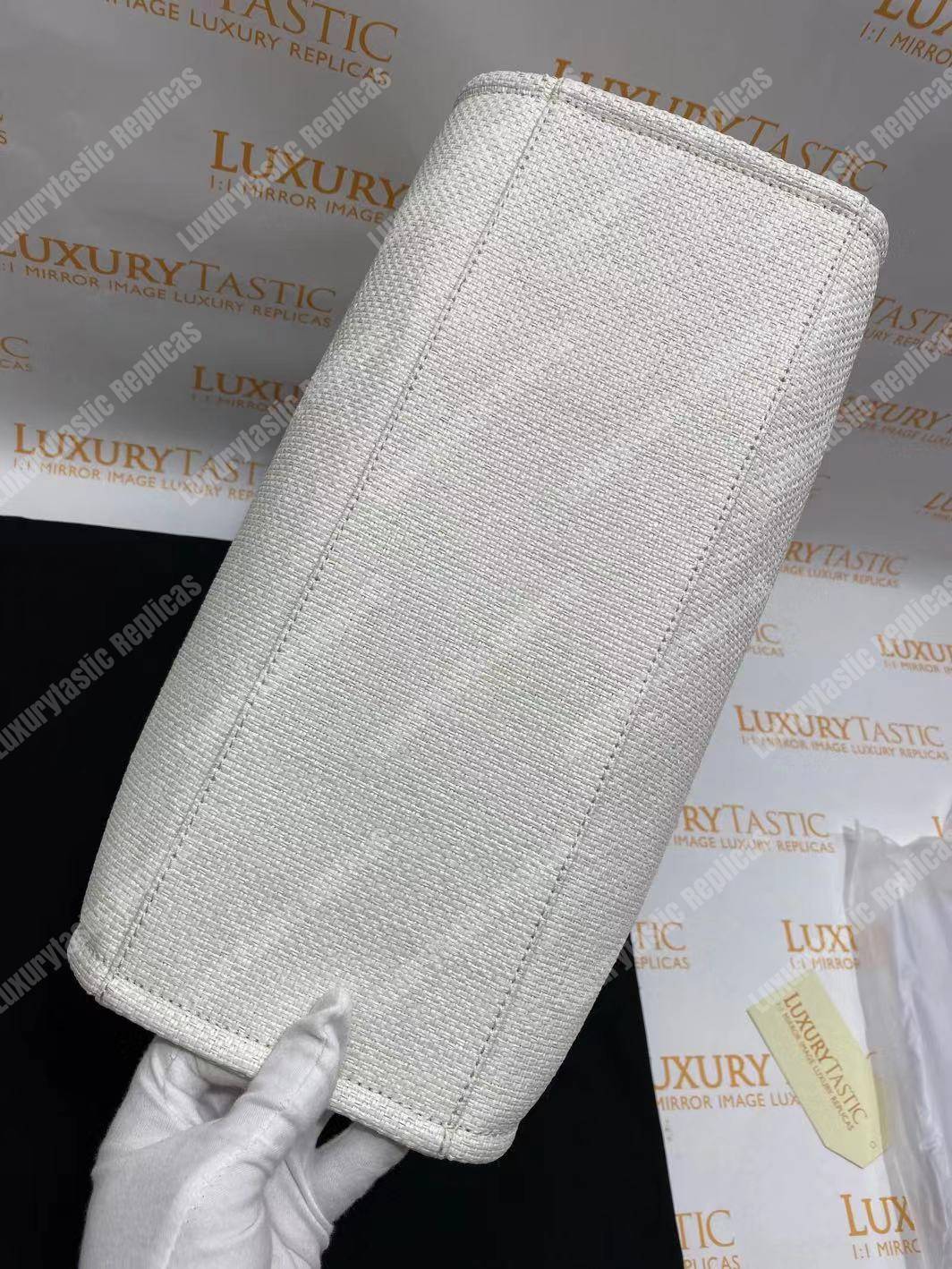 Ch*el deauville fabric tote white/black