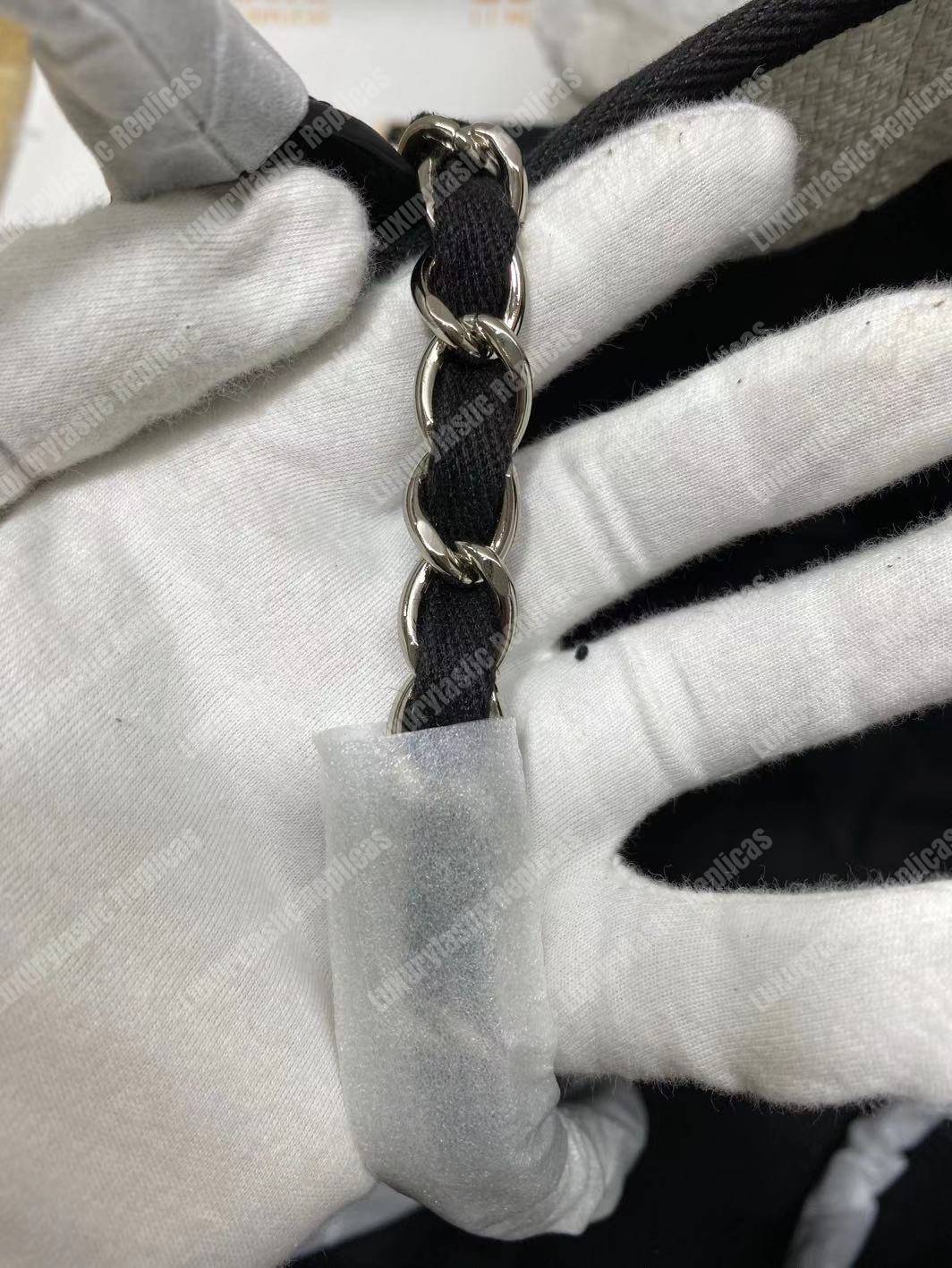 Ch*el deauville fabric tote white/black