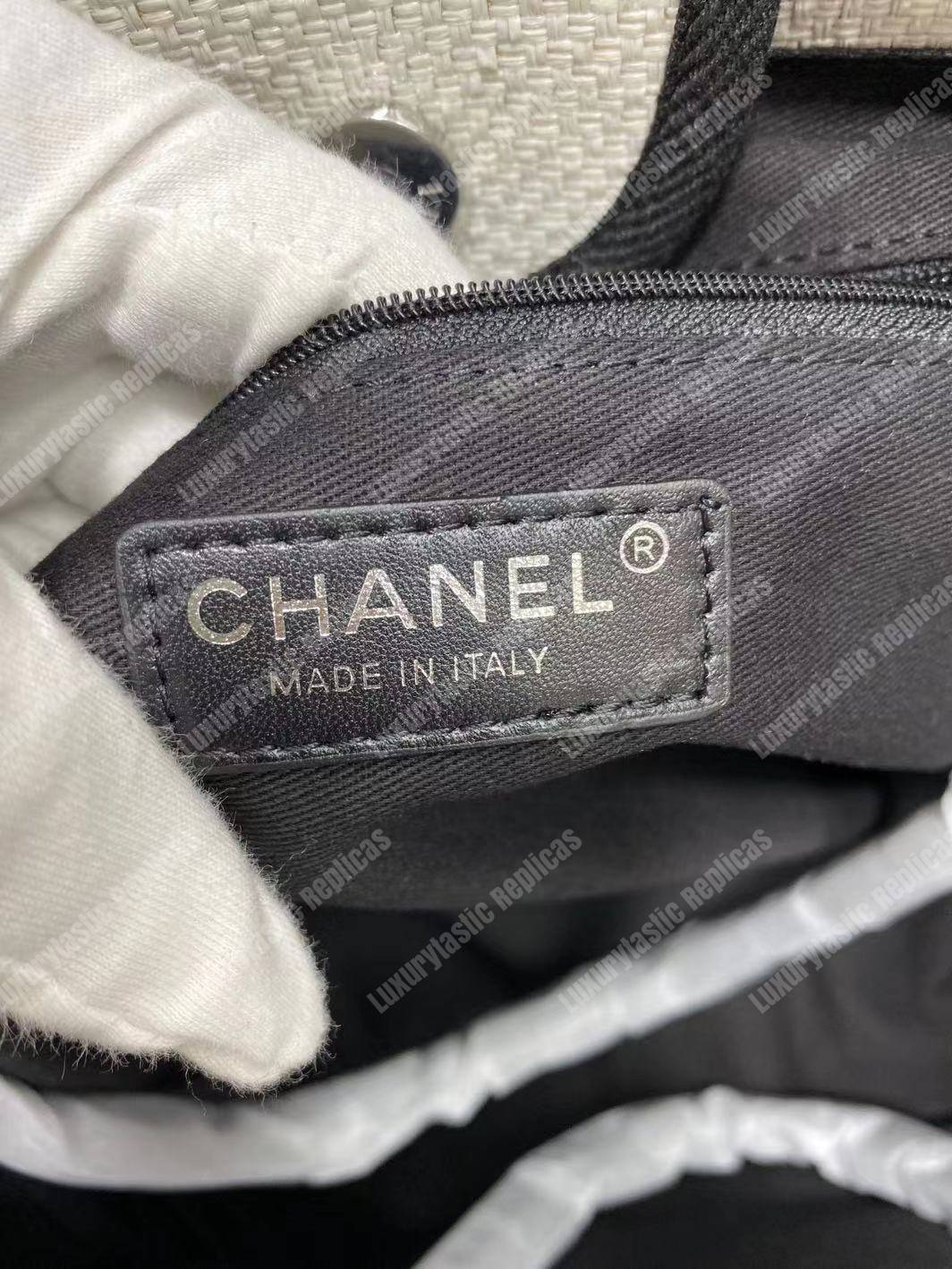 Ch*el deauville fabric tote white/black