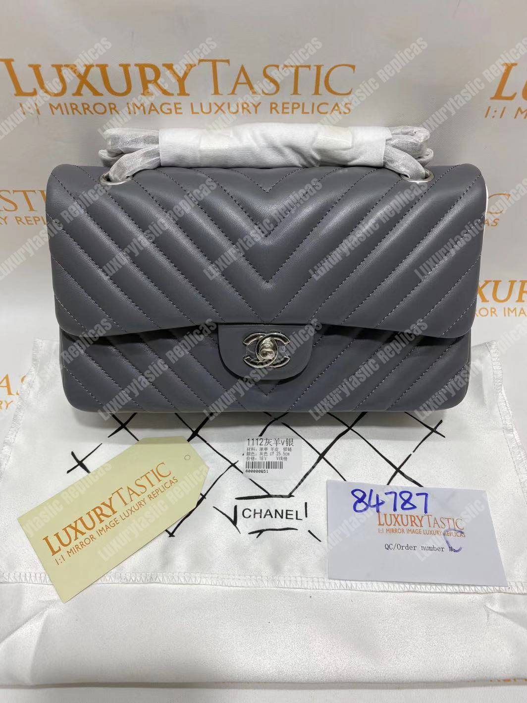 Ch*el classic medium handbag grey