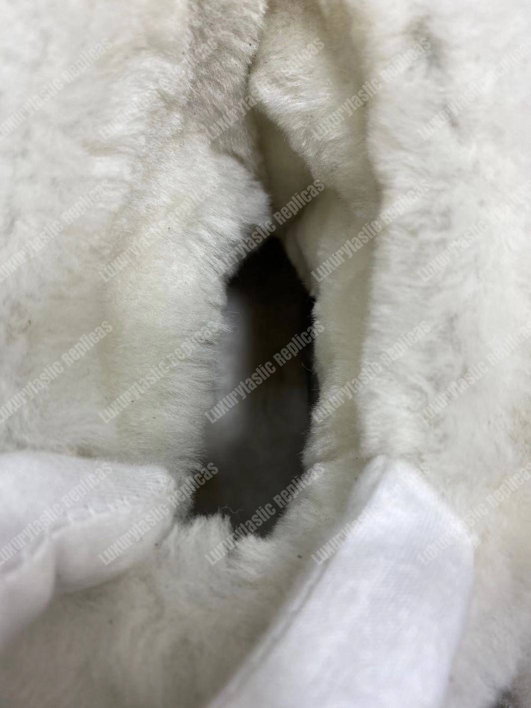 Ch*el round toe lace-up leather boots black / white