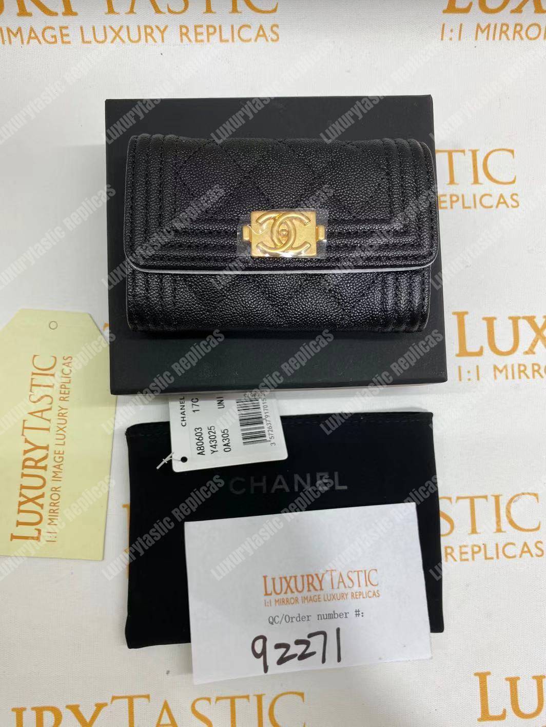 Ch*el boy small flap wallet black