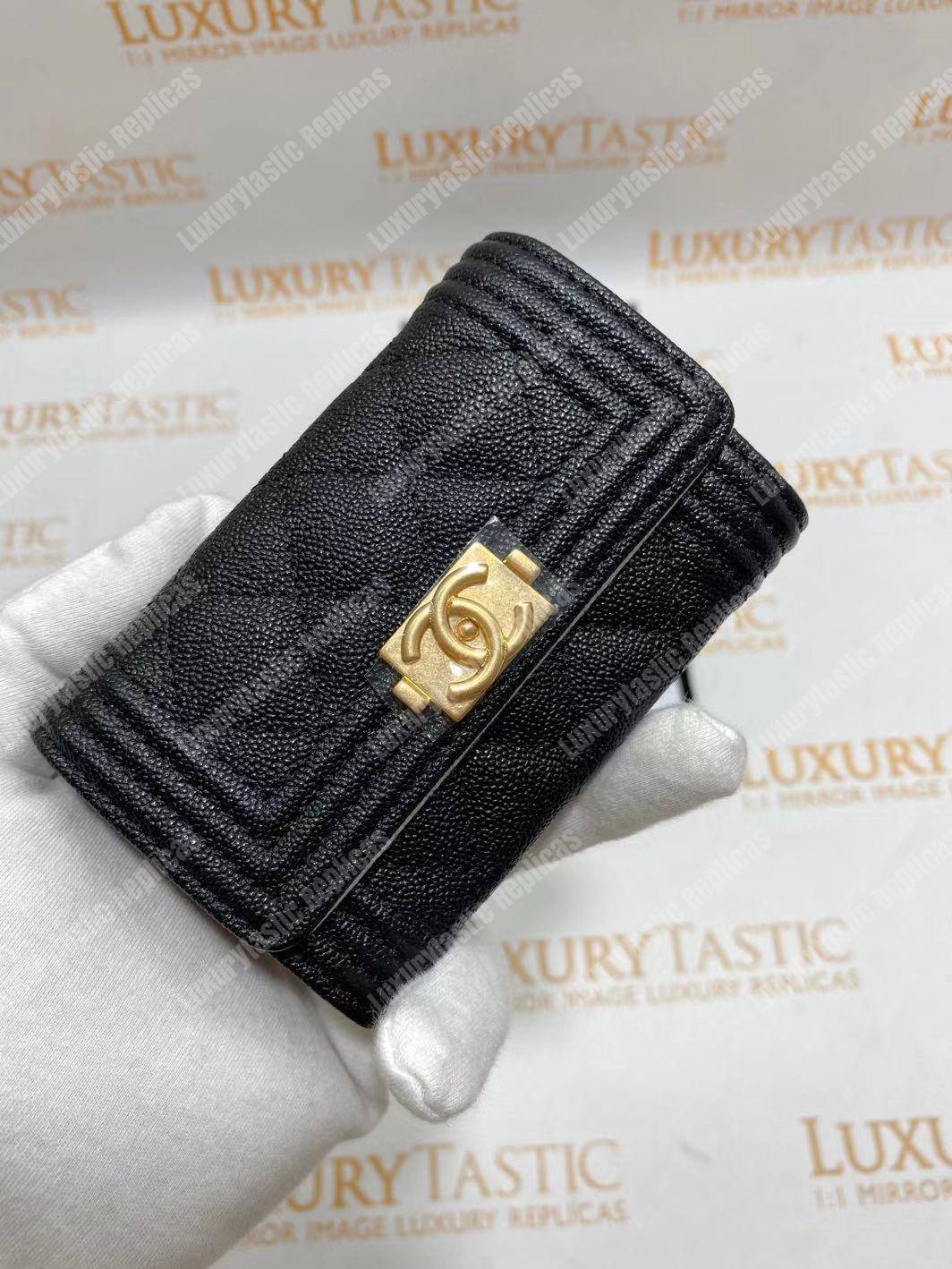 Ch*el boy small flap wallet black
