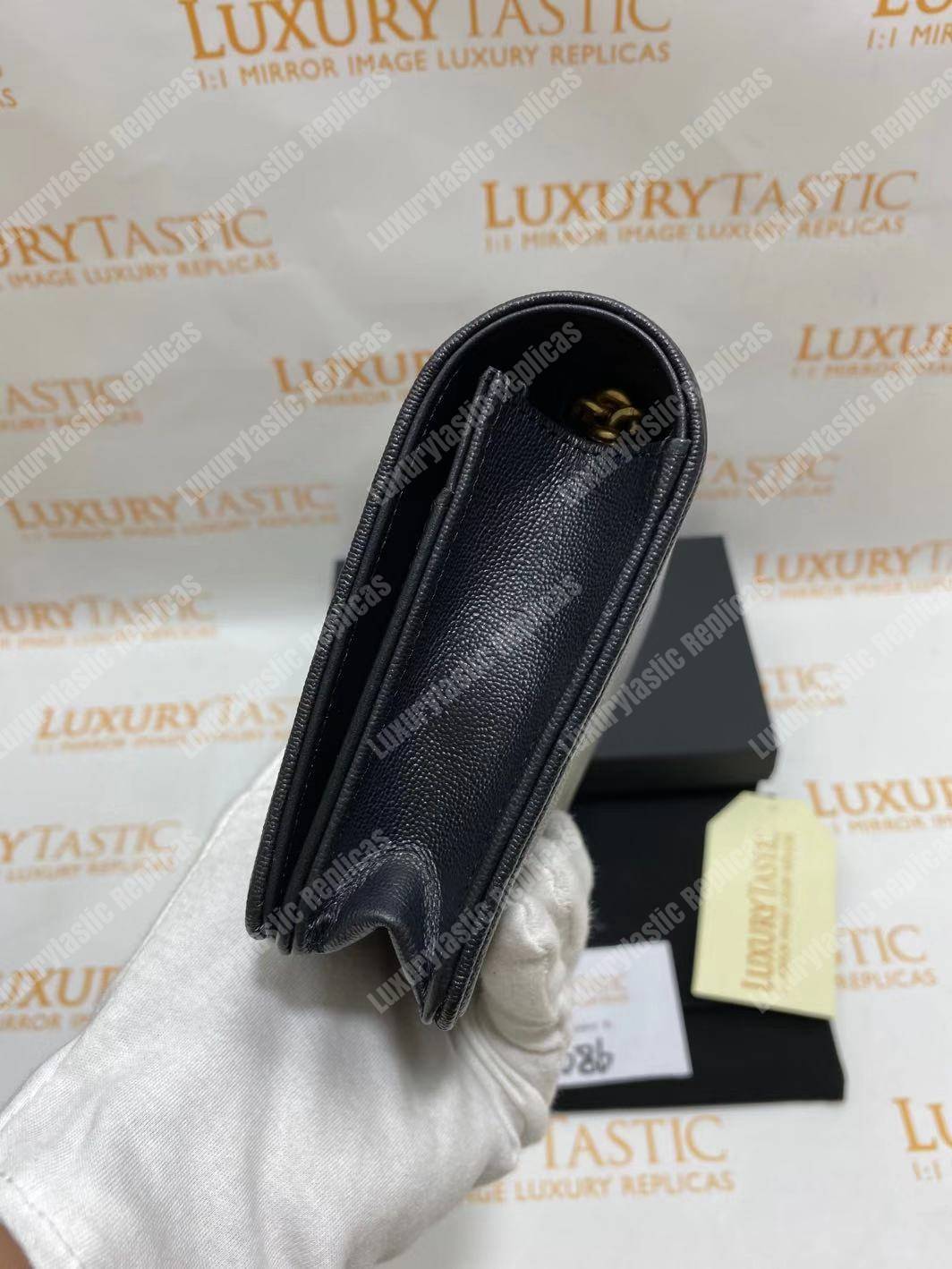 Ch*el le boy wallet on chain – woc grained calfskin gold-toned black