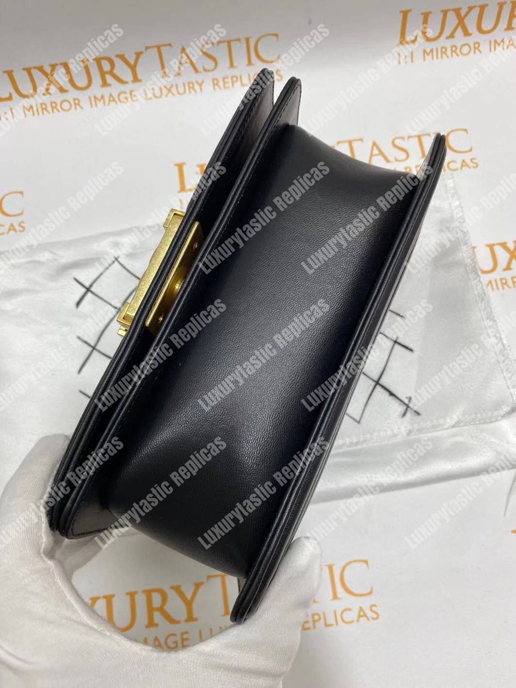 small boy Ch*el handbag black-gold