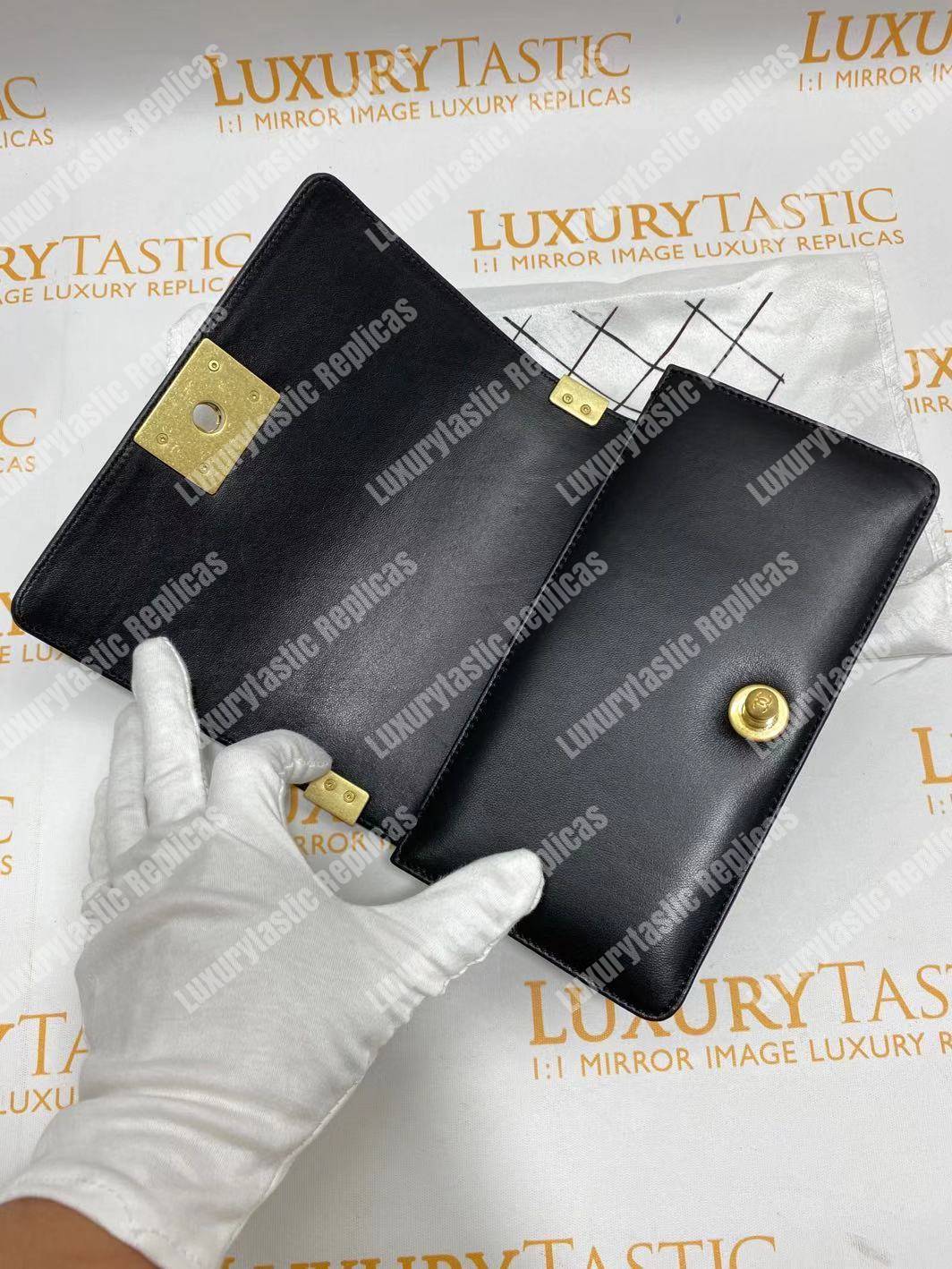 small boy Ch*el handbag black-gold