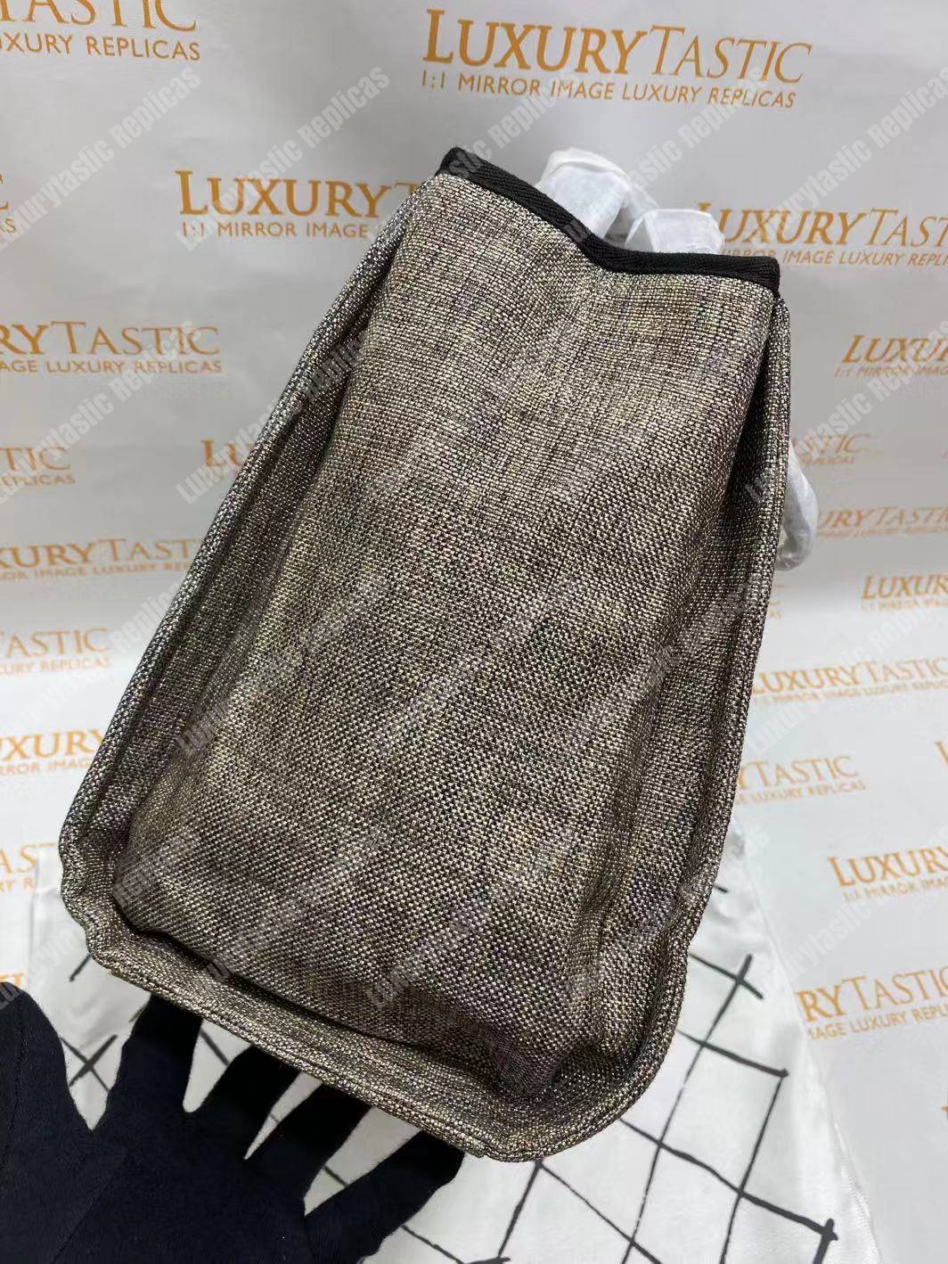 Ch*el deauville fabric tote gray/white