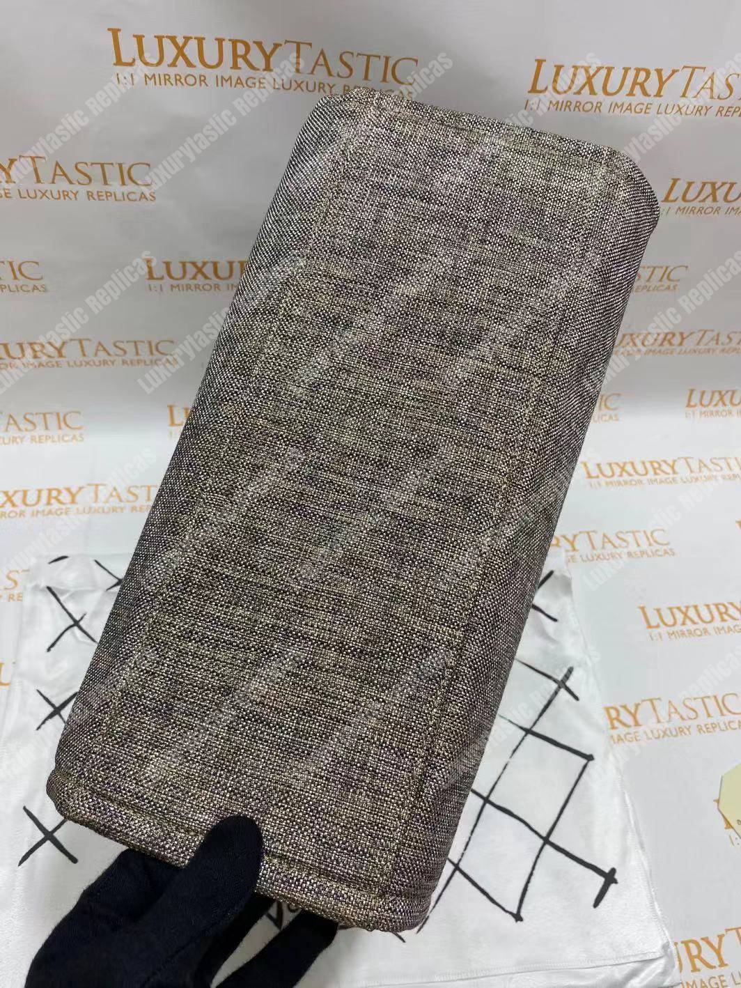 Ch*el deauville fabric tote gray/white