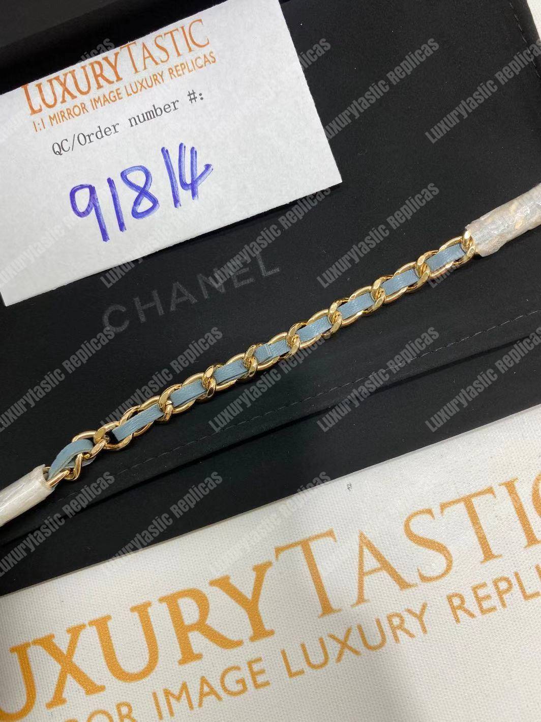 Ch*el wallet on chain – woc chevron lambskin gold-toned metal light blue