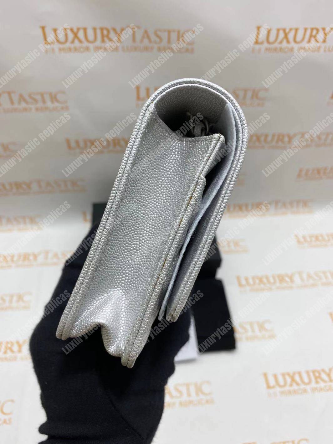 Ch*el le boy wallet on chain – woc white caviar silver-toned