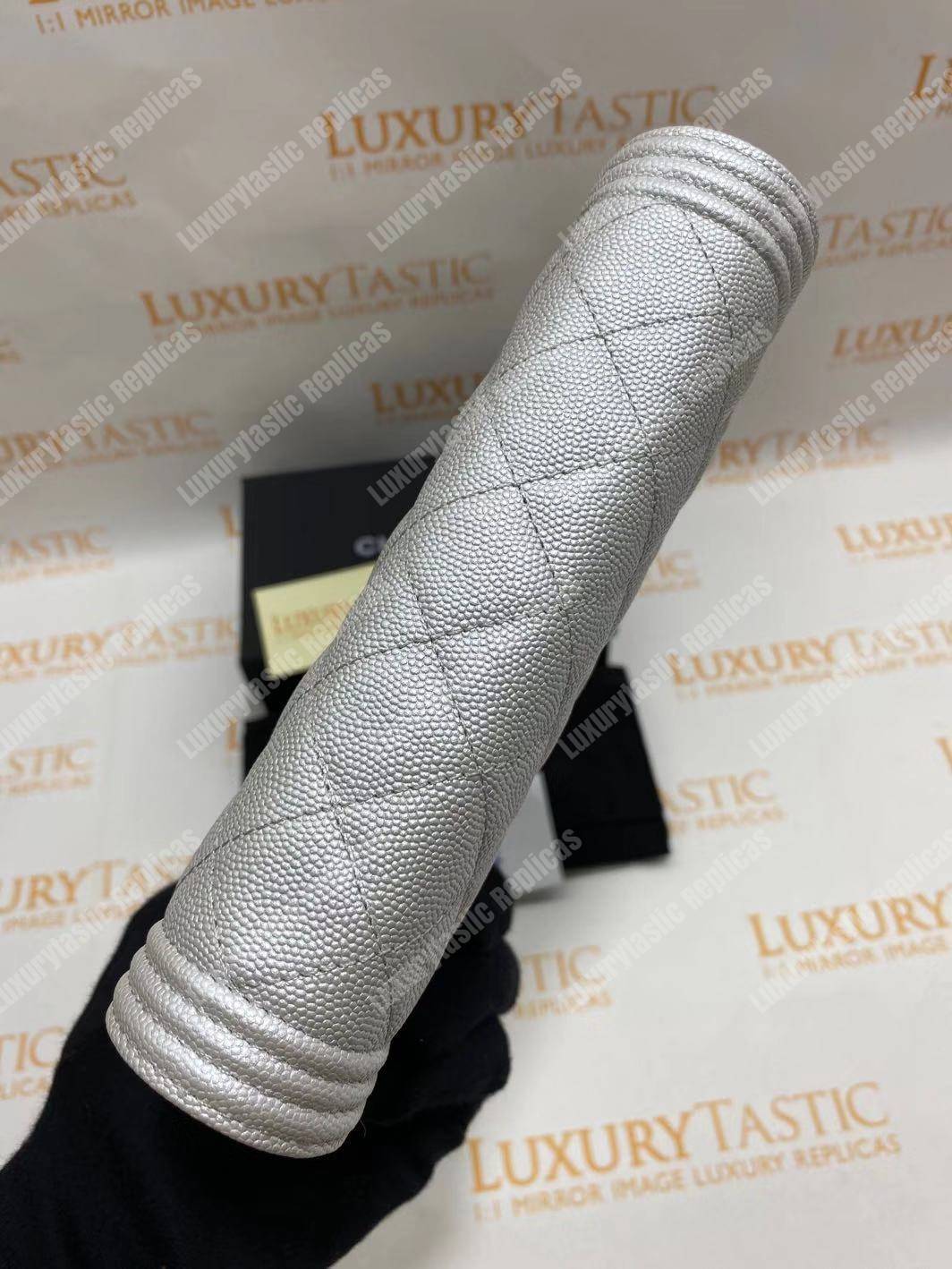 Ch*el le boy wallet on chain – woc white caviar silver-toned