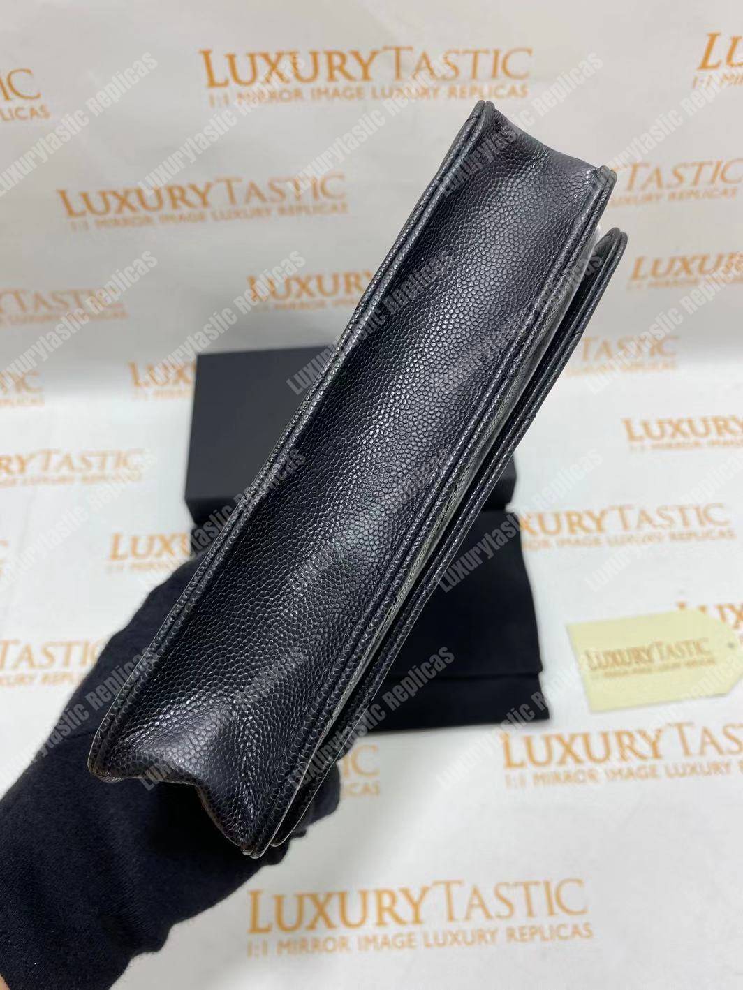 Ch*el wallet on chain – woc classic caviar gold-toned metal black