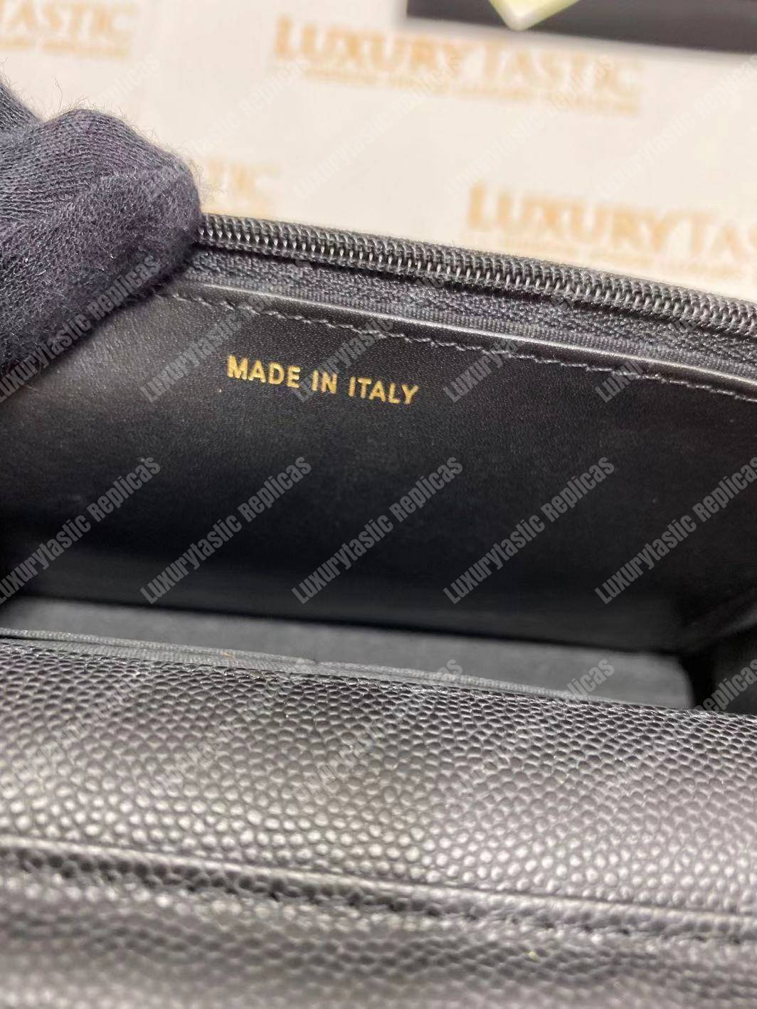 Ch*el wallet on chain – woc classic caviar gold-toned metal black