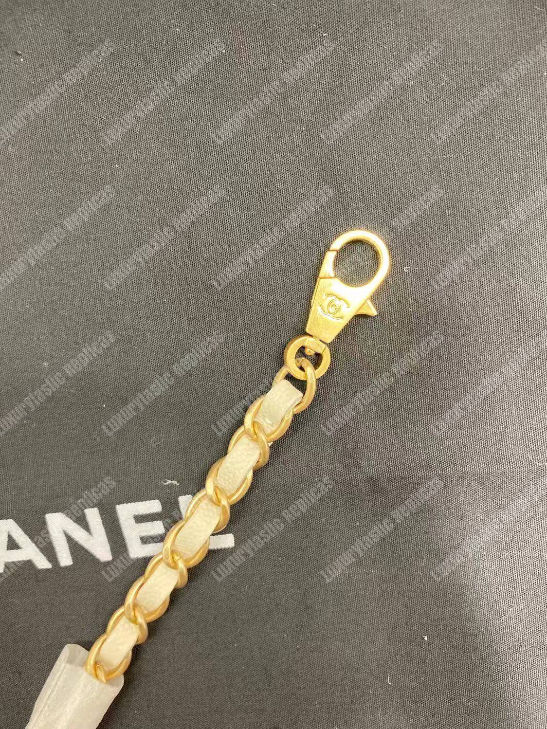 Ch*el flap bag with top handle white