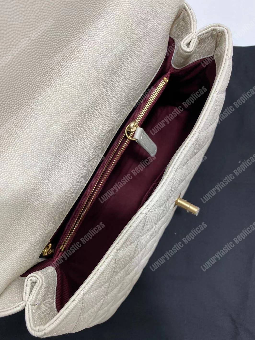 Ch*el flap bag with top handle white