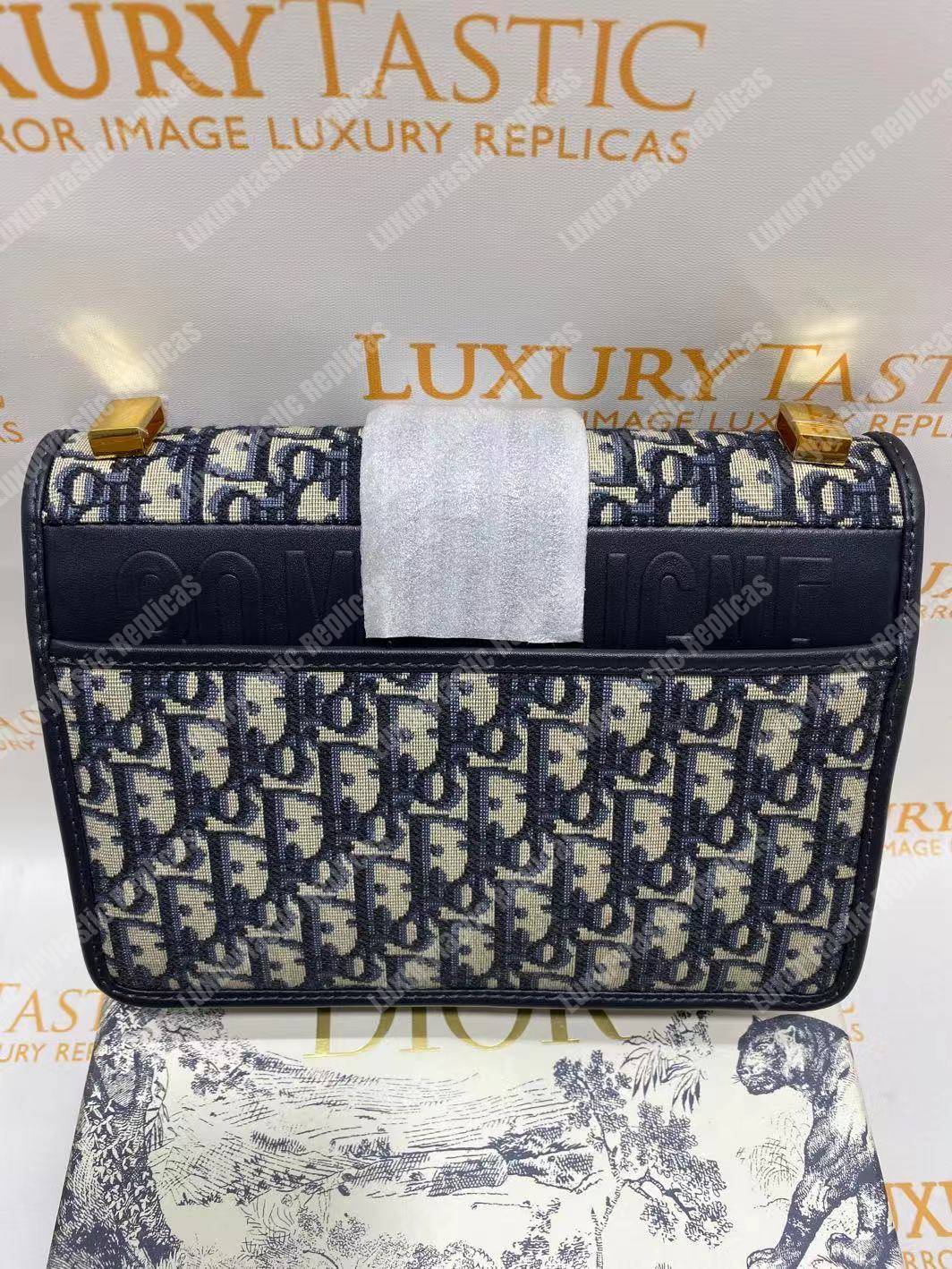 30 montaigne D*or oblique flap bag blue
