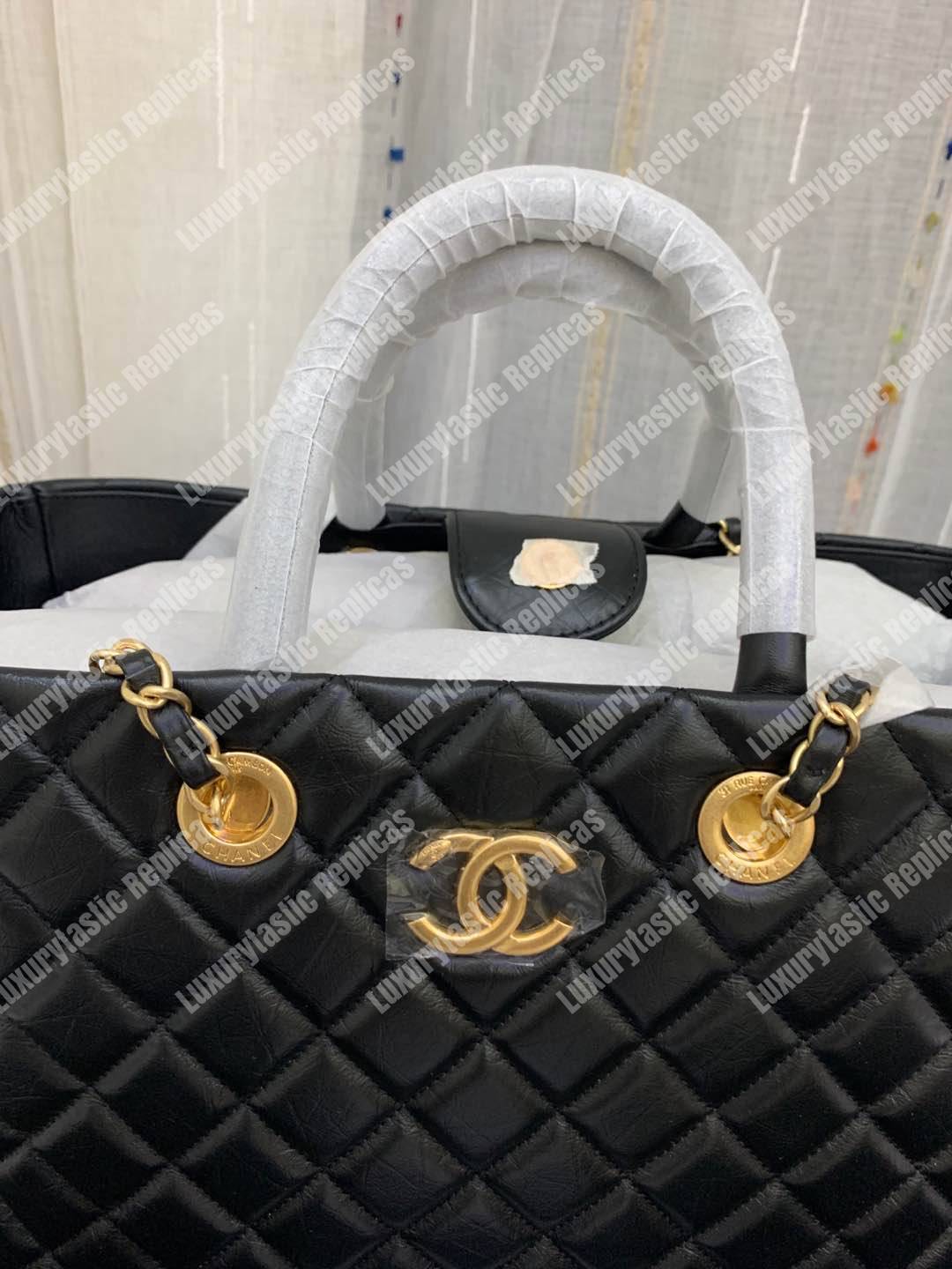 Ch*el large shopping bag black (30cm)