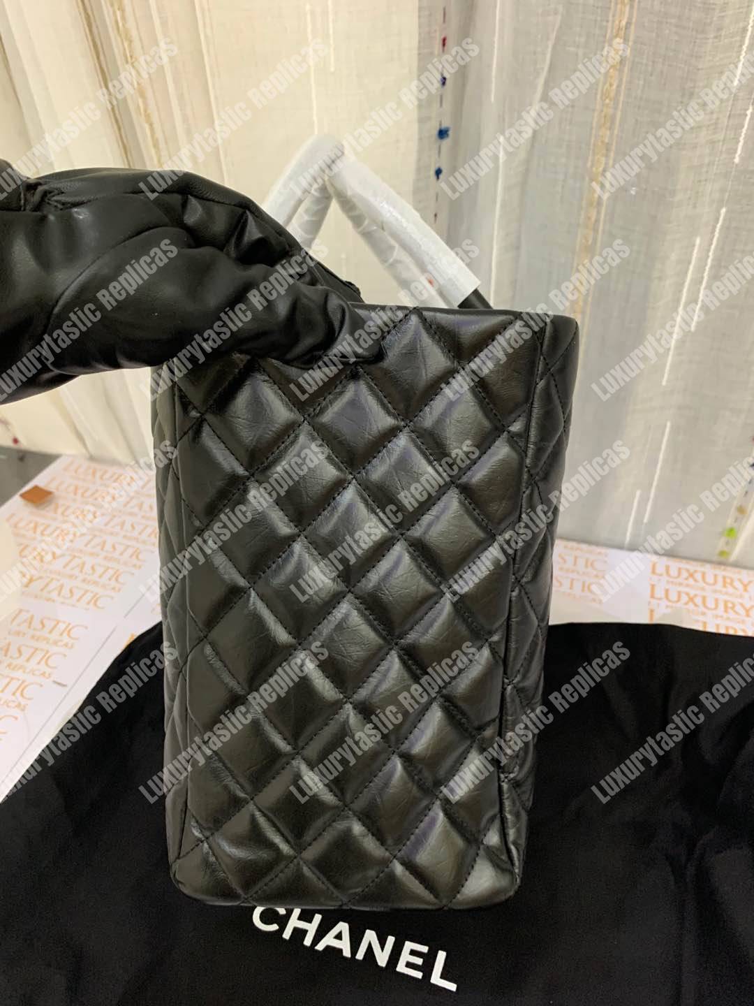 Ch*el large shopping bag black (30cm)