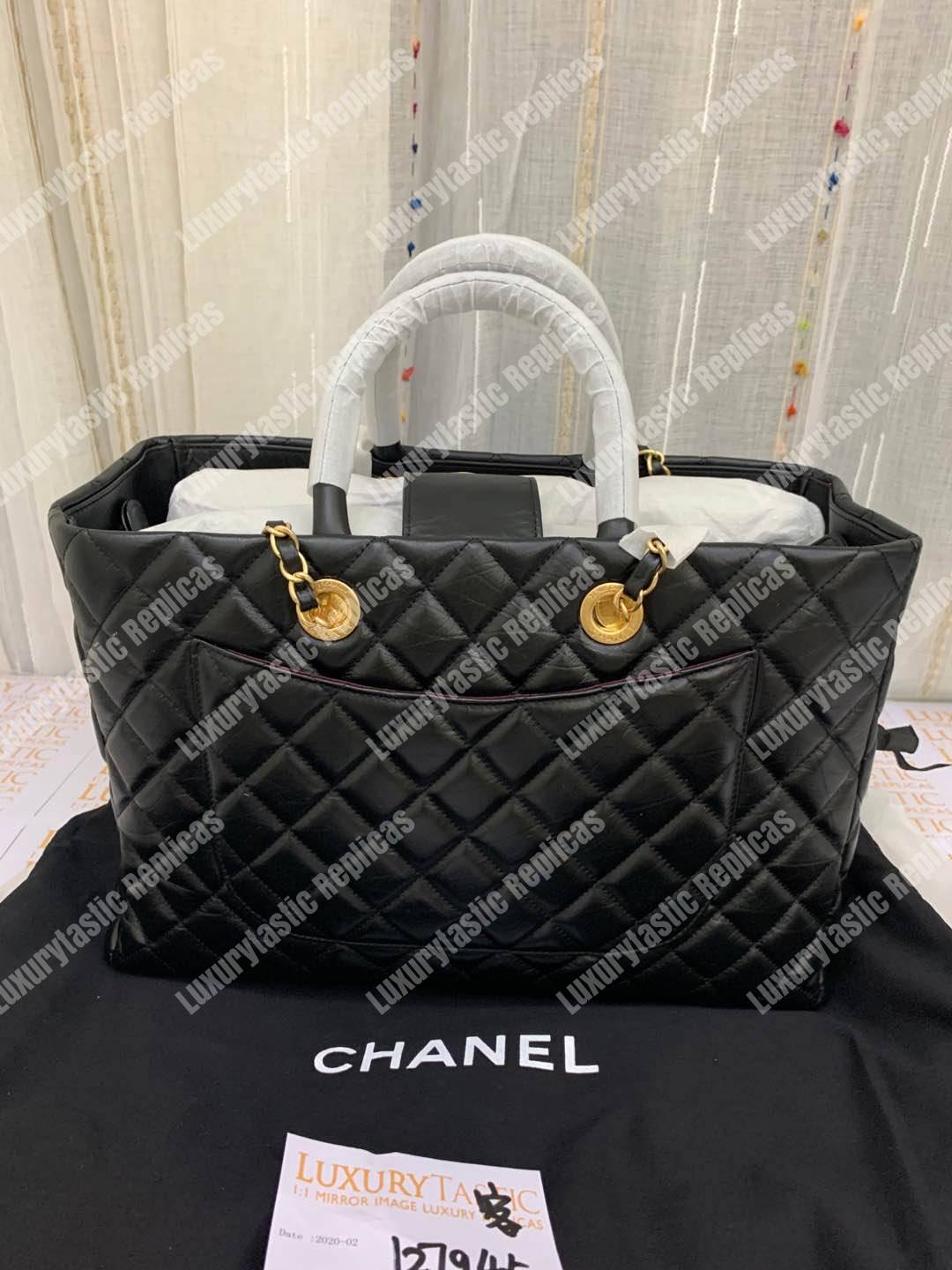 Ch*el large shopping bag black (30cm)