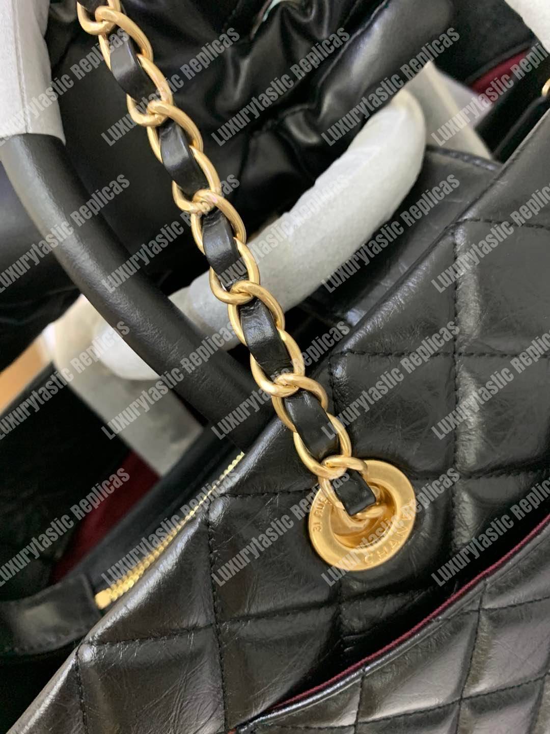 Ch*el large shopping bag black (30cm)