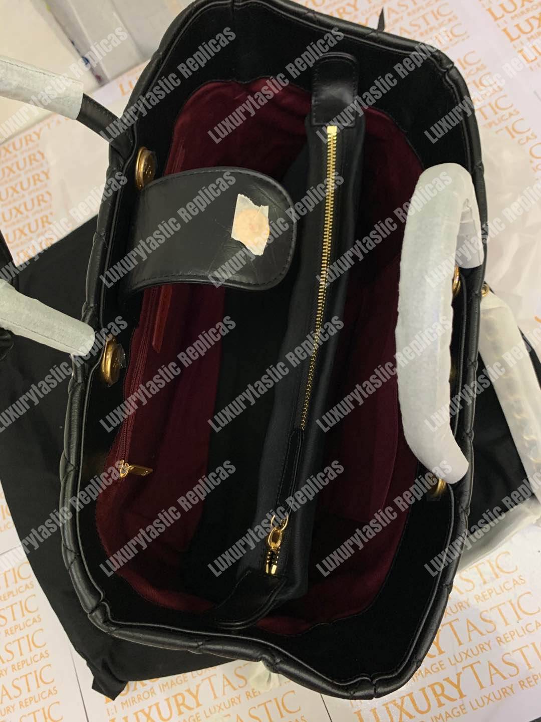 Ch*el large shopping bag black (30cm)